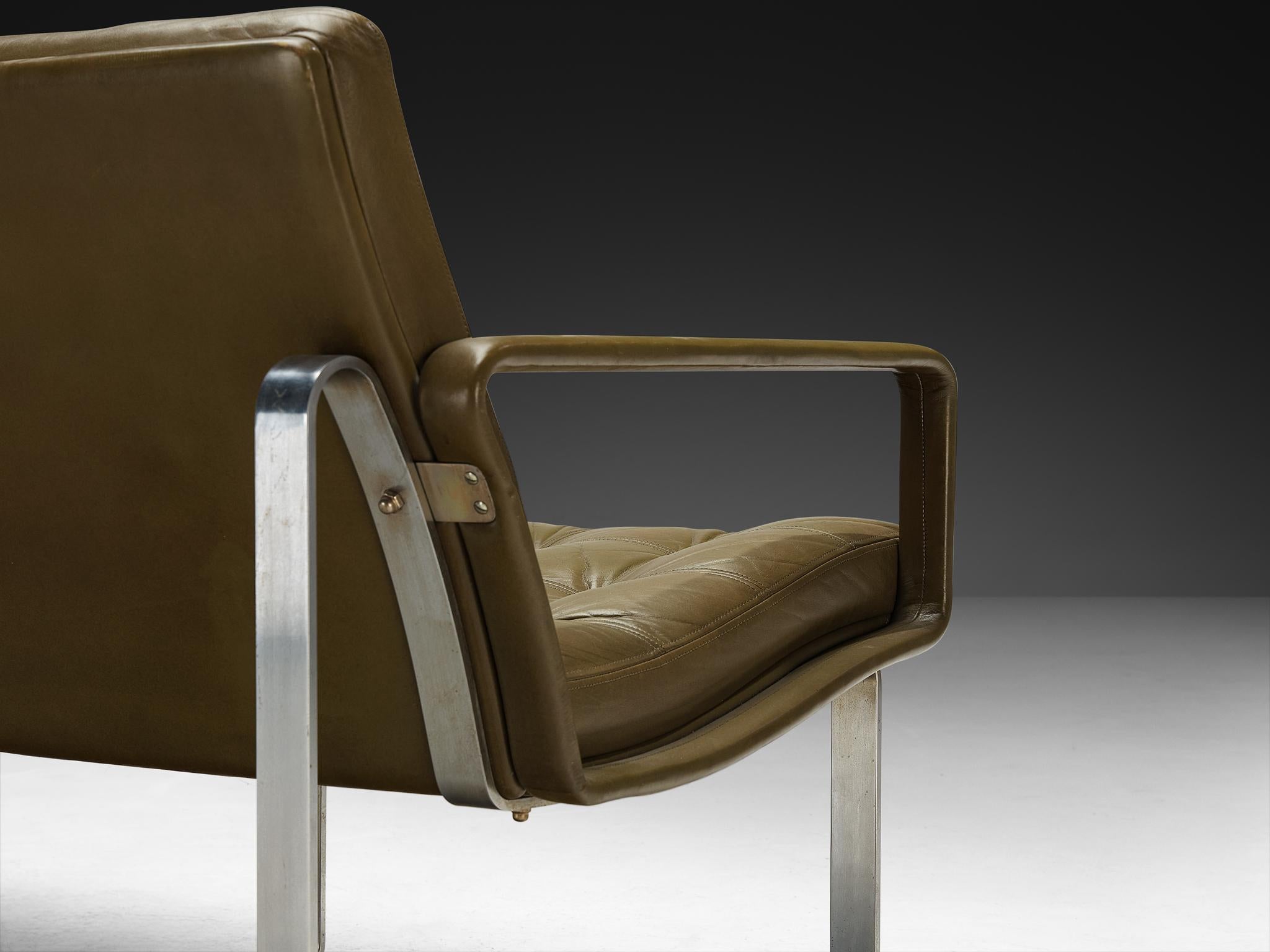 Scandinave moderne Ole Gjerløv-Knudsen & Torben Lind Canapé Moduline en cuir vert marine en vente