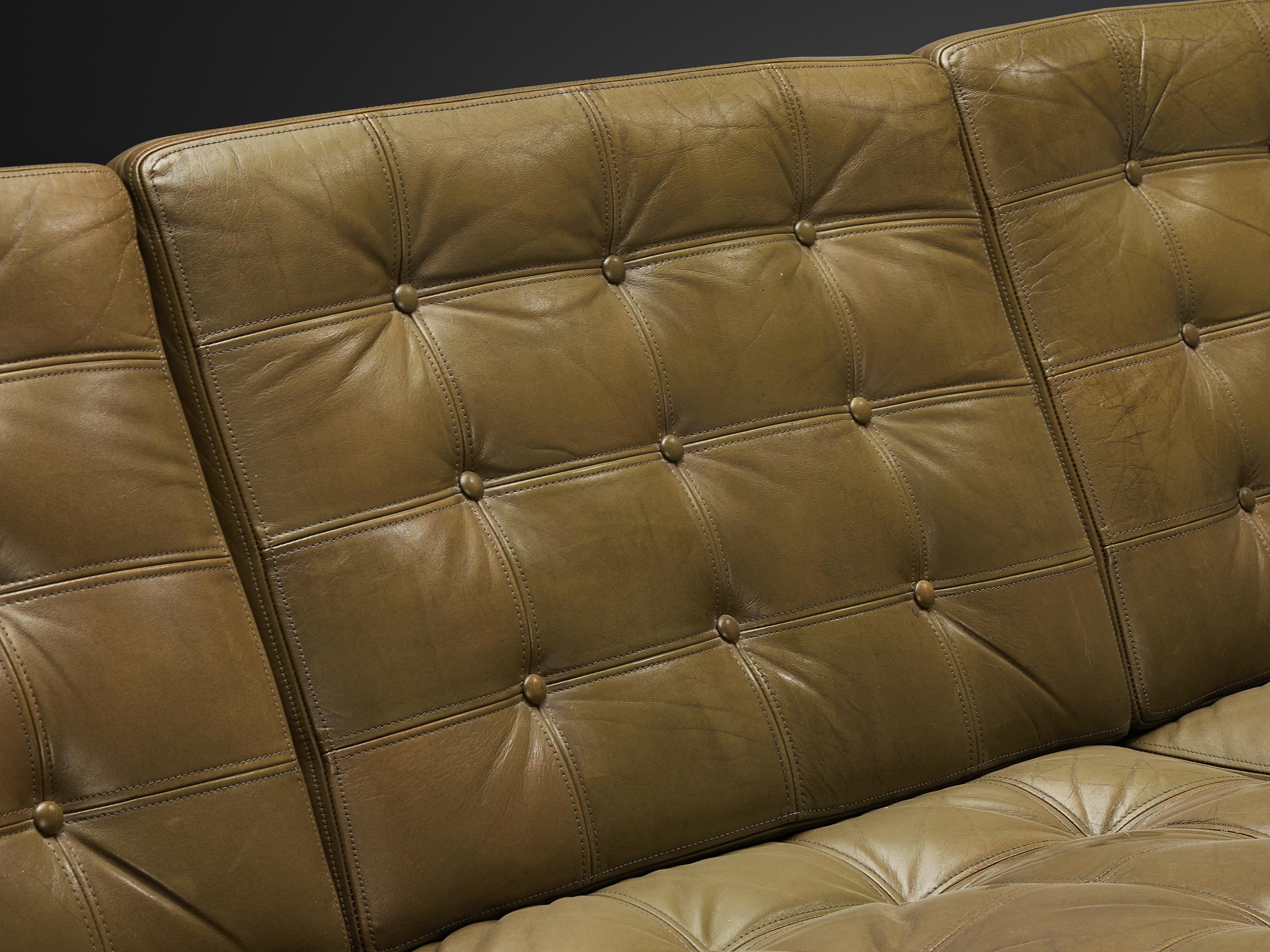 Ole Gjerløv-Knudsen & Torben Lind Canapé Moduline en cuir vert marine en vente 2