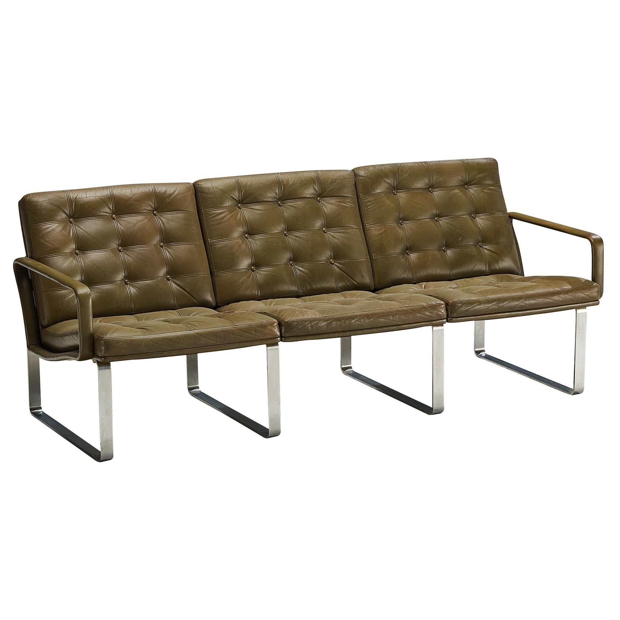 Ole Gjerløv-Knudsen & Torben Lind Canapé Moduline en cuir vert marine en vente