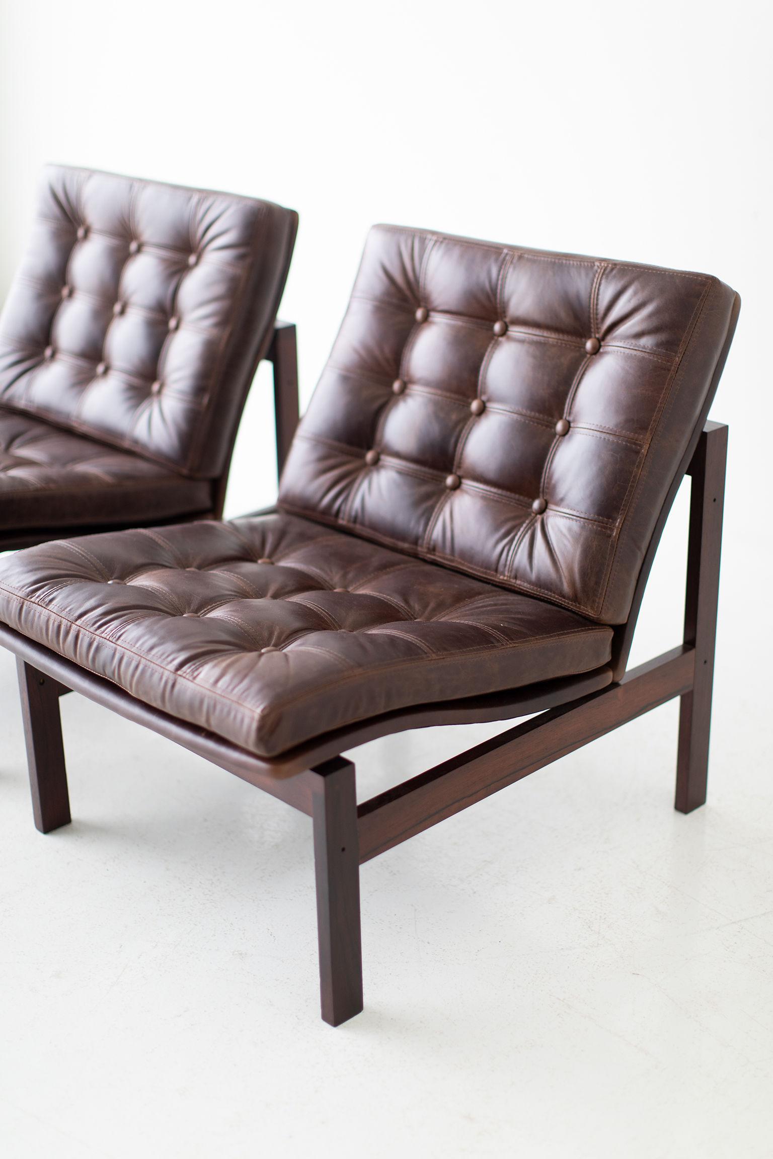 Ole Gjerløv Knudsen & Torben Lind Rosewood and Leather Lounge Chairs 2