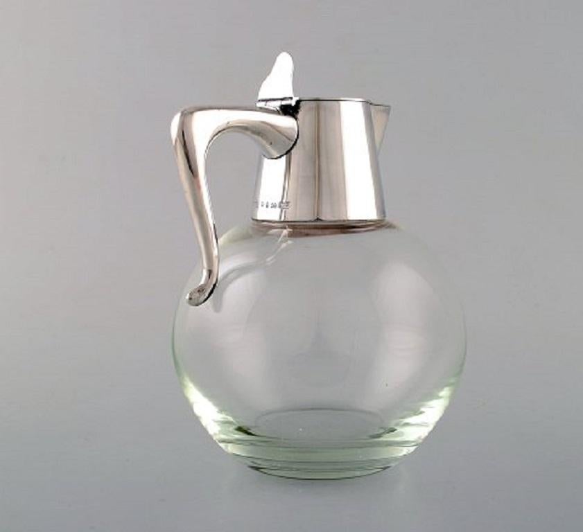 Ole Hagen for Michelsen, Modernist Jug in Art Glass and Sterling In Good Condition In Copenhagen, DK