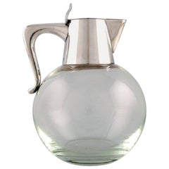 Ole Hagen for Michelsen, Modernist Jug in Art Glass and Sterling