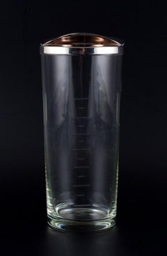Ole Hagen for Anton Michelsen. Clear glass cocktail mixer with sterling silver