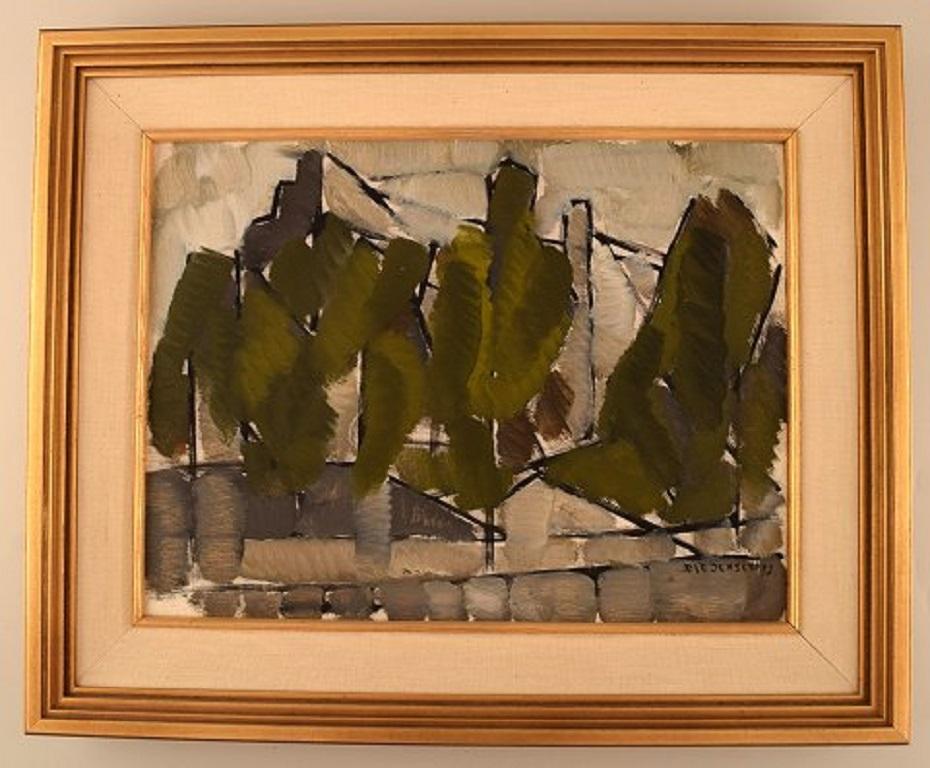 Ole Jensen, Danish artist. Oil on canvas. Modernist landscape with trees. Dated 1952.
The canvas measures: 37 x 28 cm.
The frame measures: 6.5 cm.
Signed and dated.
In very good condition,
20th century Scandinavian Mid-Century Modern.