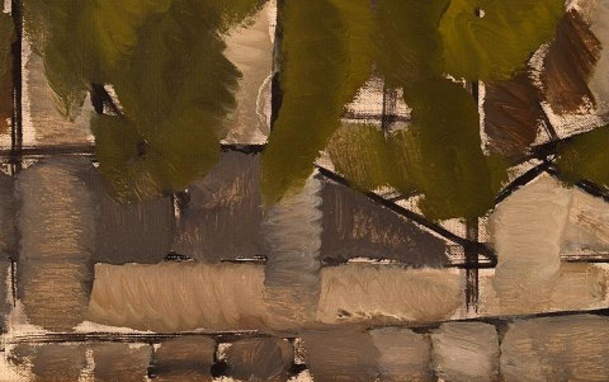 Ole Jensen, Danish Artist, Oil on Canvas, Modernist Landscape with Trees, 1952 In Good Condition In Copenhagen, DK