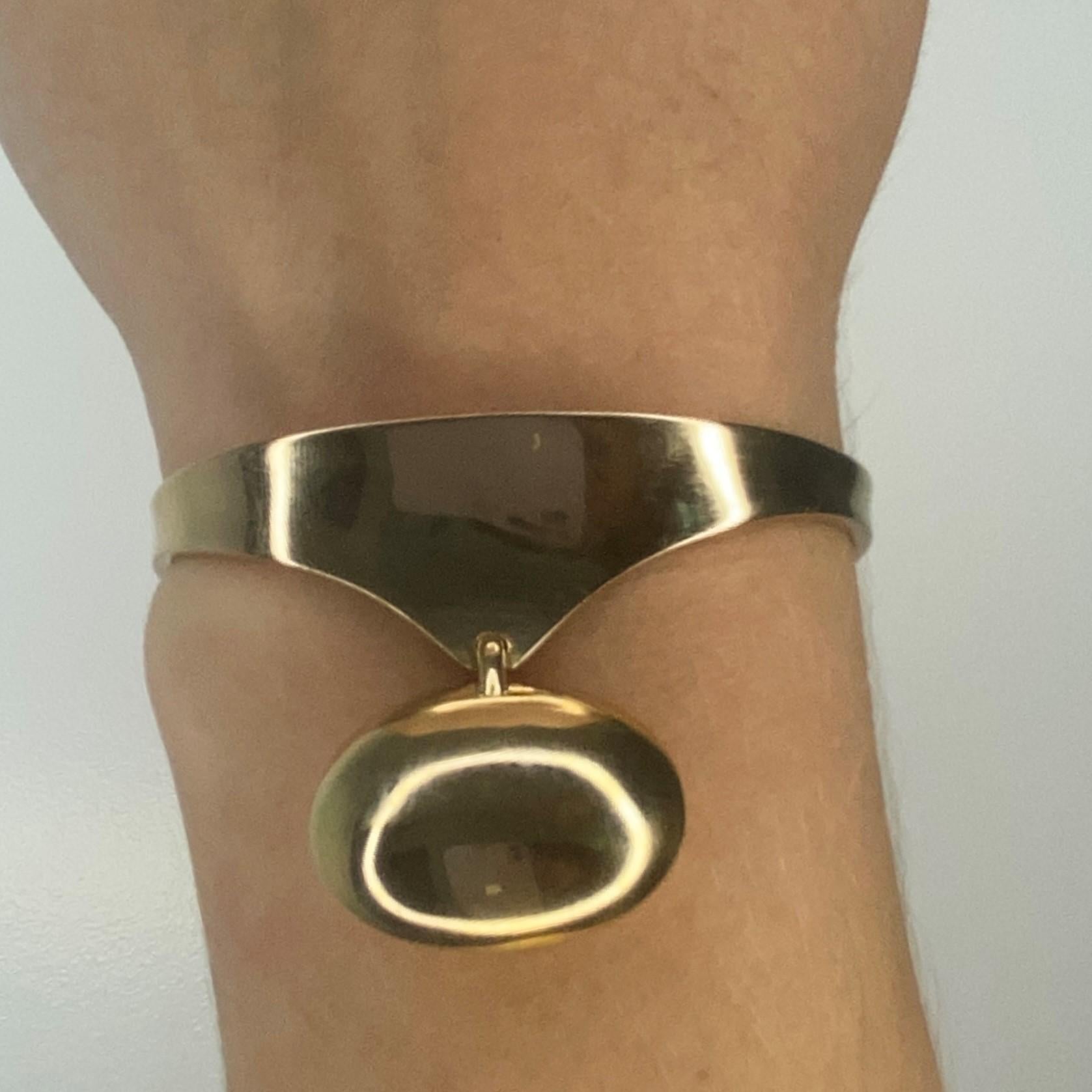 Ole Lynggaard Denmark Sculptural Kinetic Drop Cuff Bracelet in 14kt Yellow Gold 1