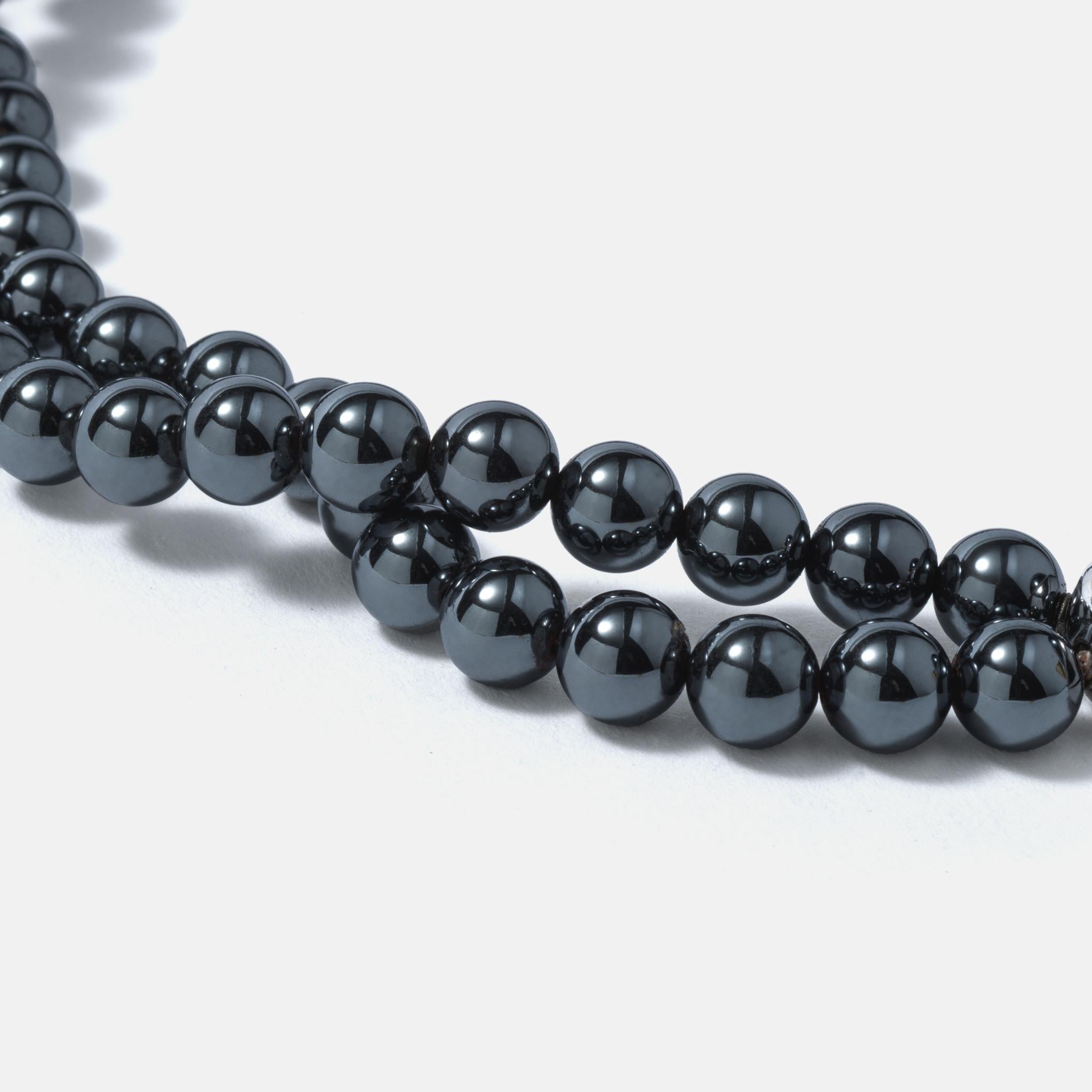 sterling silver & hematite necklace large ball statement jewellery women's