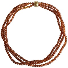 Ole Lynggaard Three-Piece Necklace in Amber with Ball-Lock in 18 Karat Red Gold