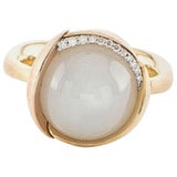 Ole Lynggaard White Moonstone and Diamond Lotus Ring in 18 Karat Gold For  Sale at 1stDibs | ole lynggaard lotus ring