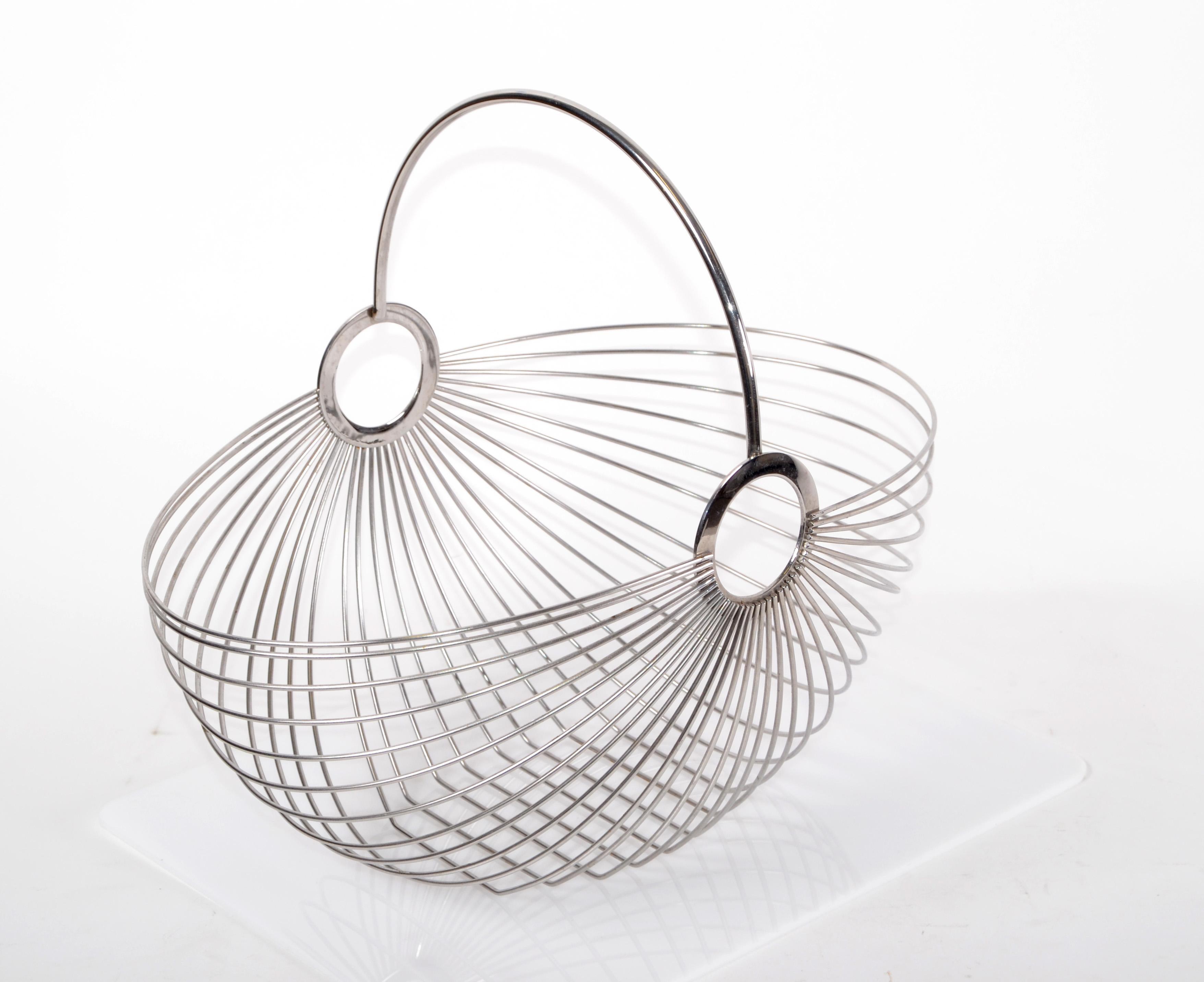 Ole Palsby Scandinavian Modern Decorative Stainless-Steel Basket Copenhagen For Sale 3