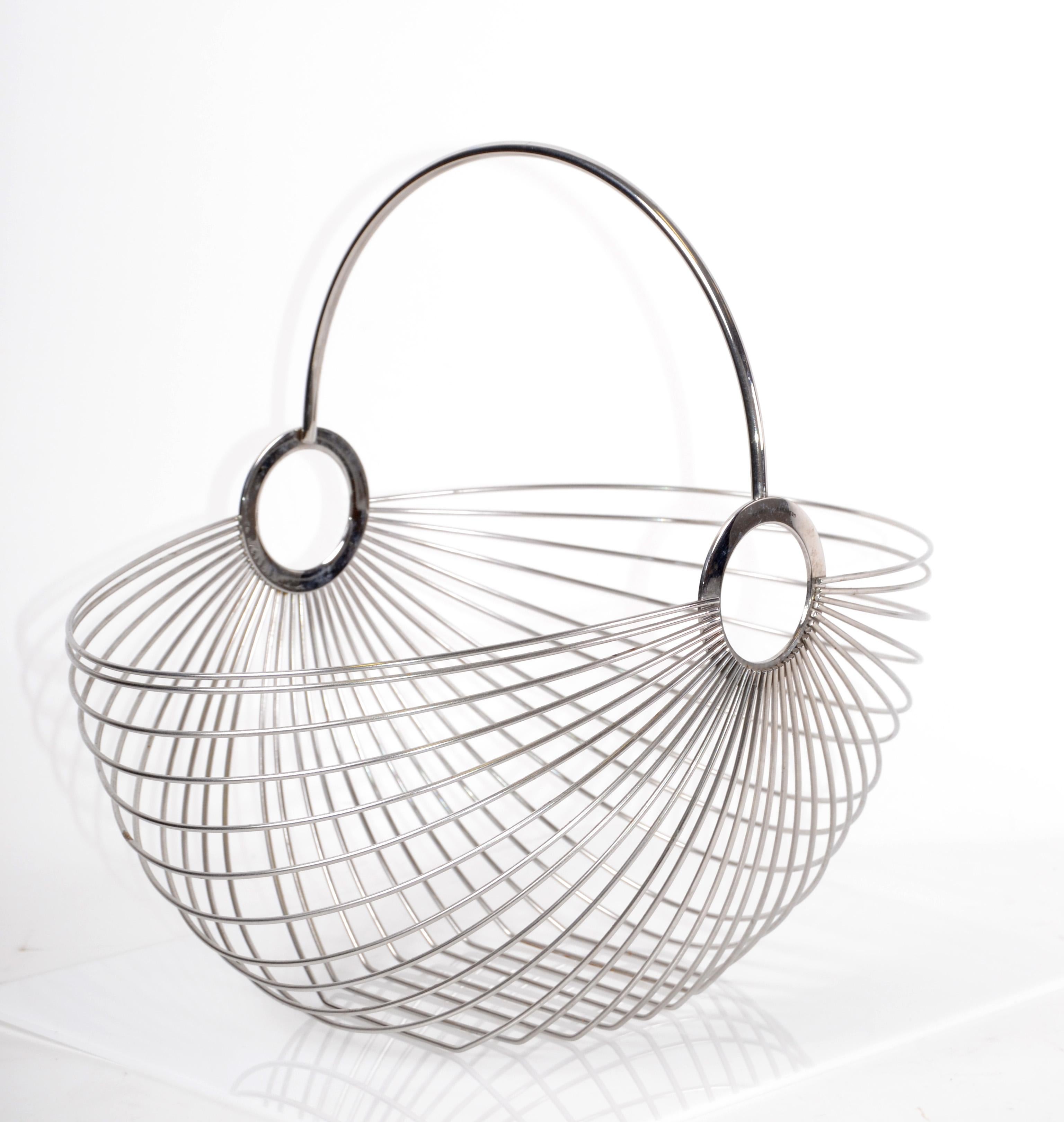 Ole Palsby Scandinavian Modern Decorative Stainless-Steel Basket Copenhagen For Sale 6