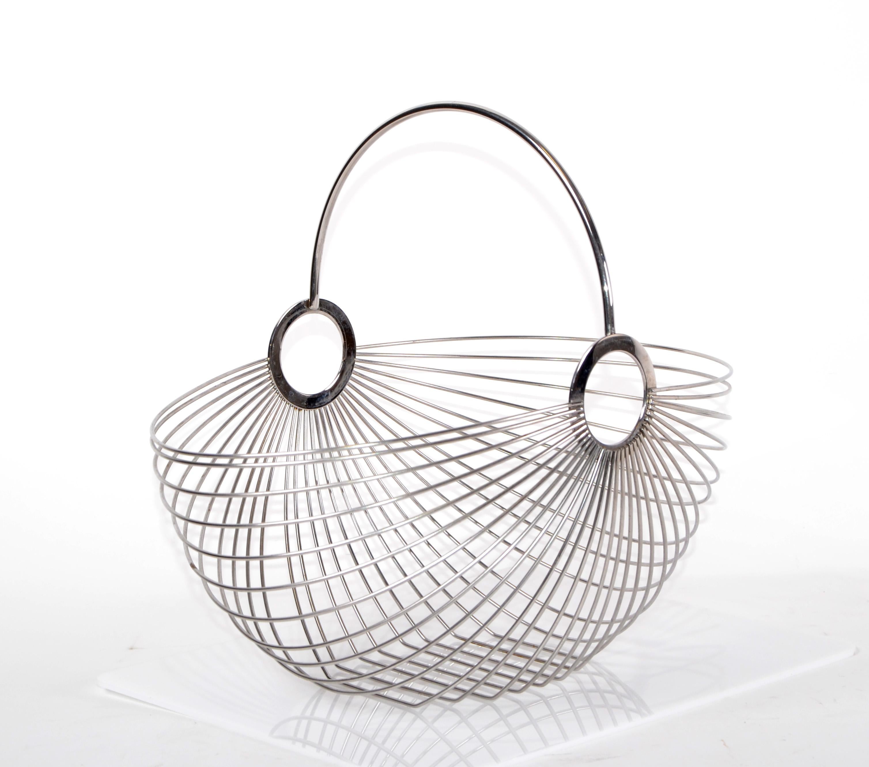 Danish Ole Palsby Scandinavian Modern Decorative Stainless-Steel Basket Copenhagen For Sale