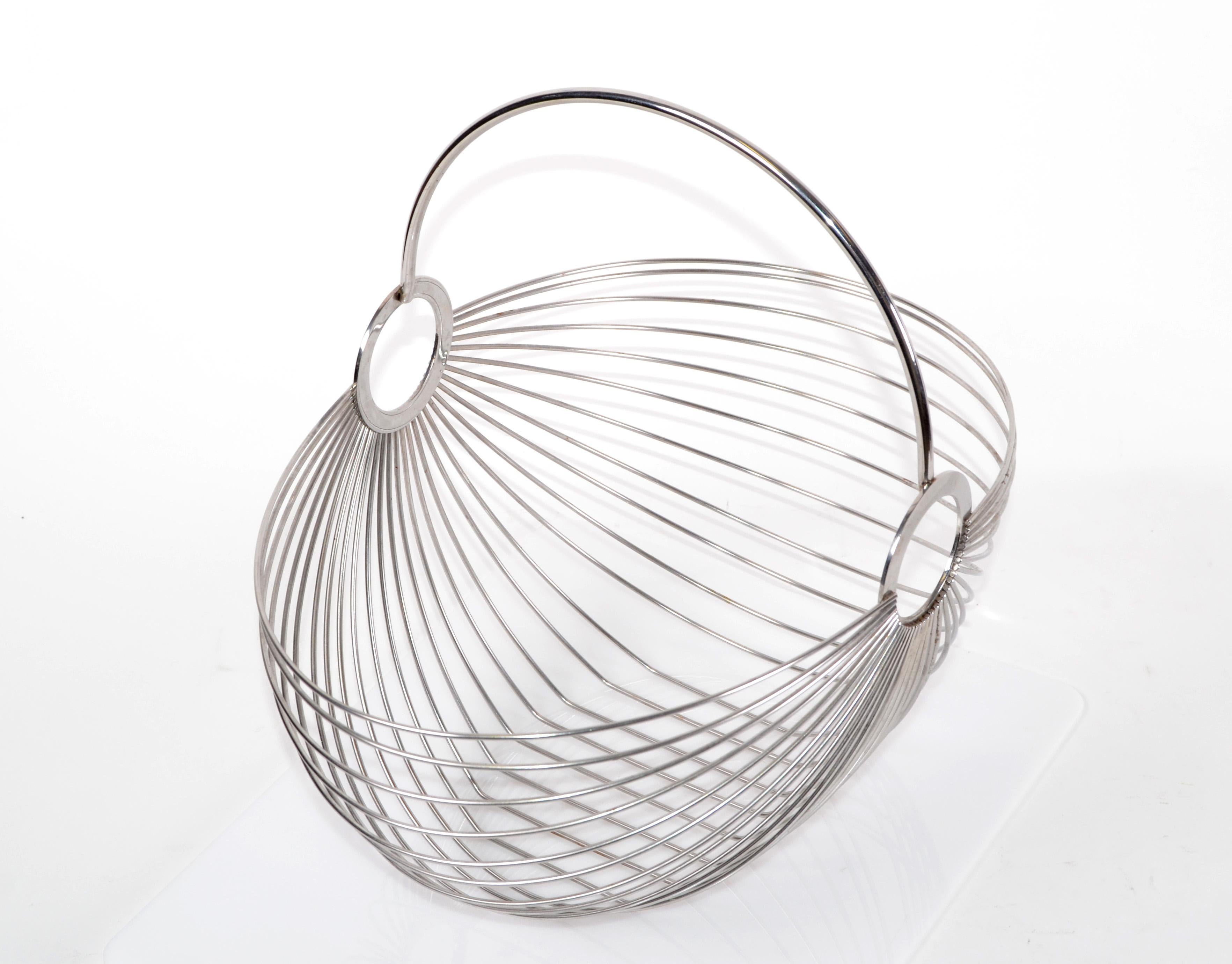 Ole Palsby Scandinavian Modern Decorative Stainless-Steel Basket Copenhagen In Good Condition For Sale In Miami, FL
