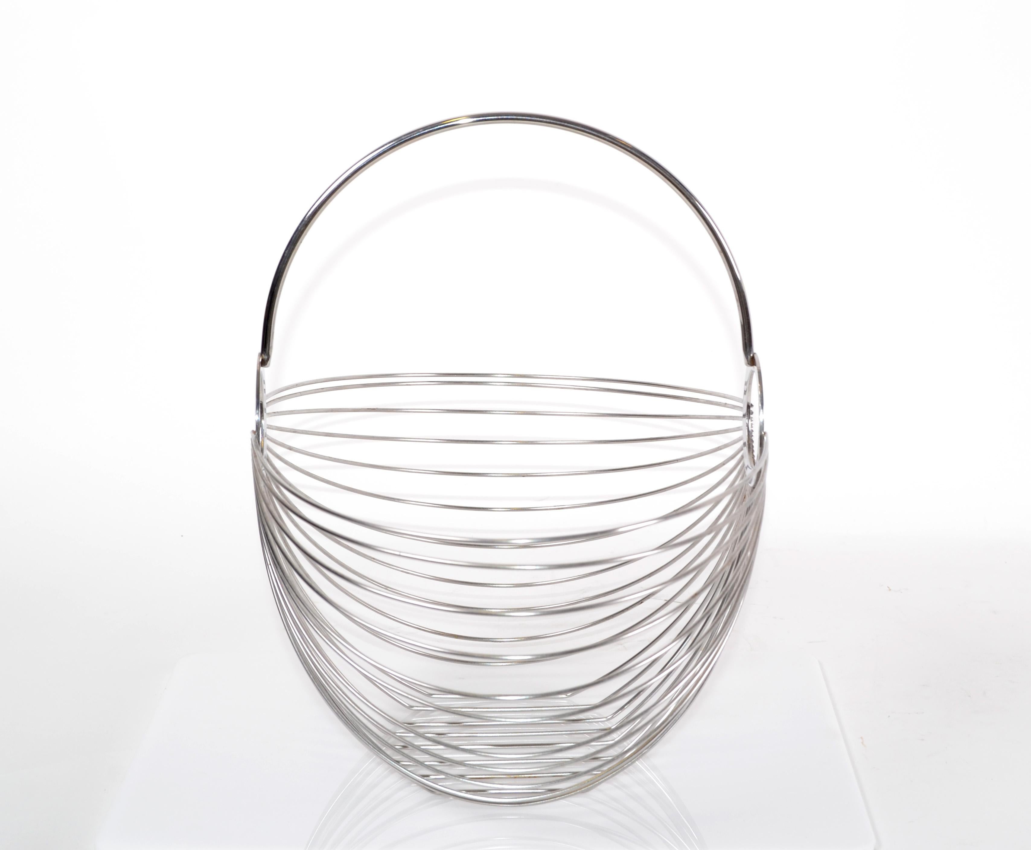 20th Century Ole Palsby Scandinavian Modern Decorative Stainless-Steel Basket Copenhagen For Sale