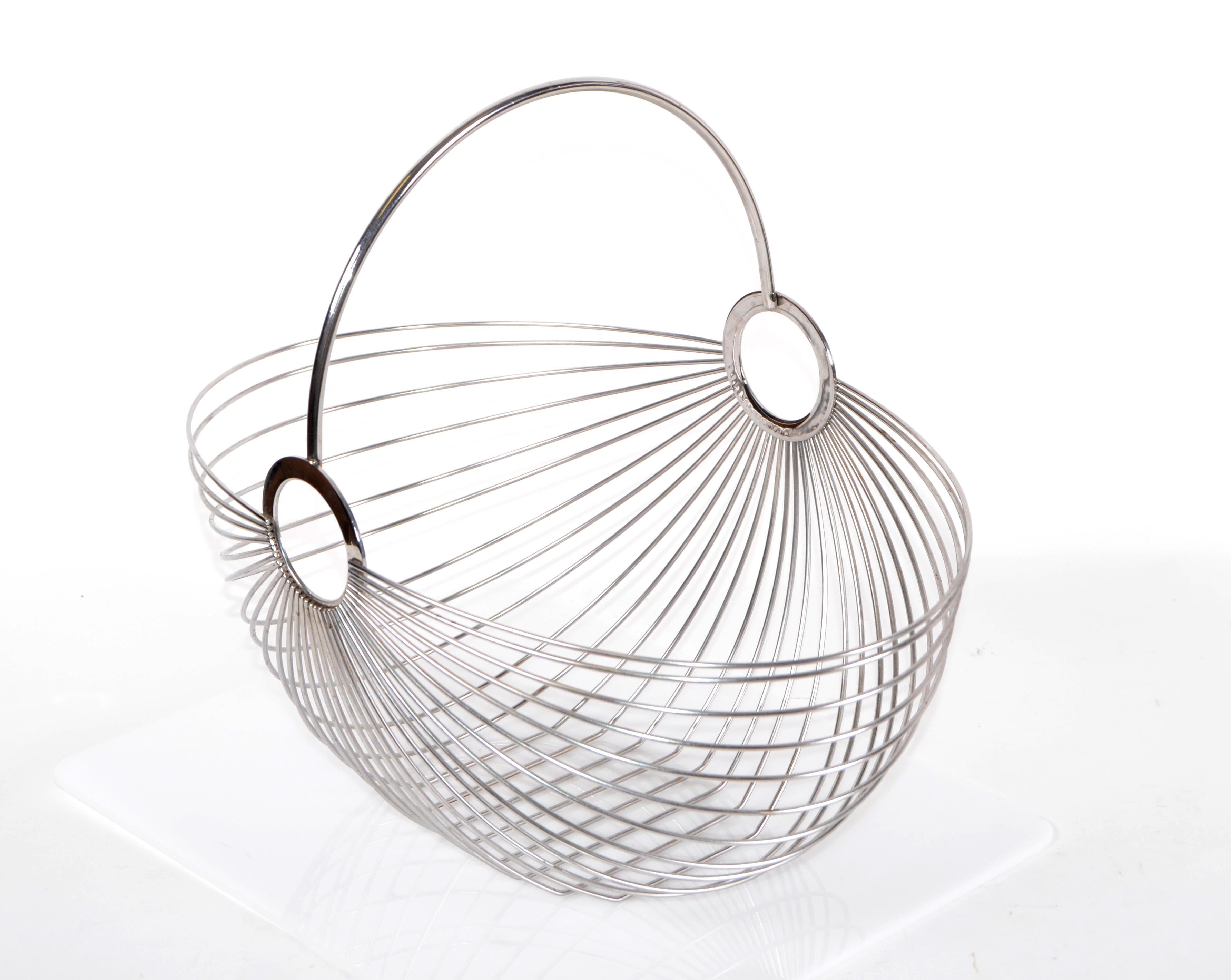 Ole Palsby Scandinavian Modern Decorative Stainless-Steel Basket Copenhagen For Sale 2