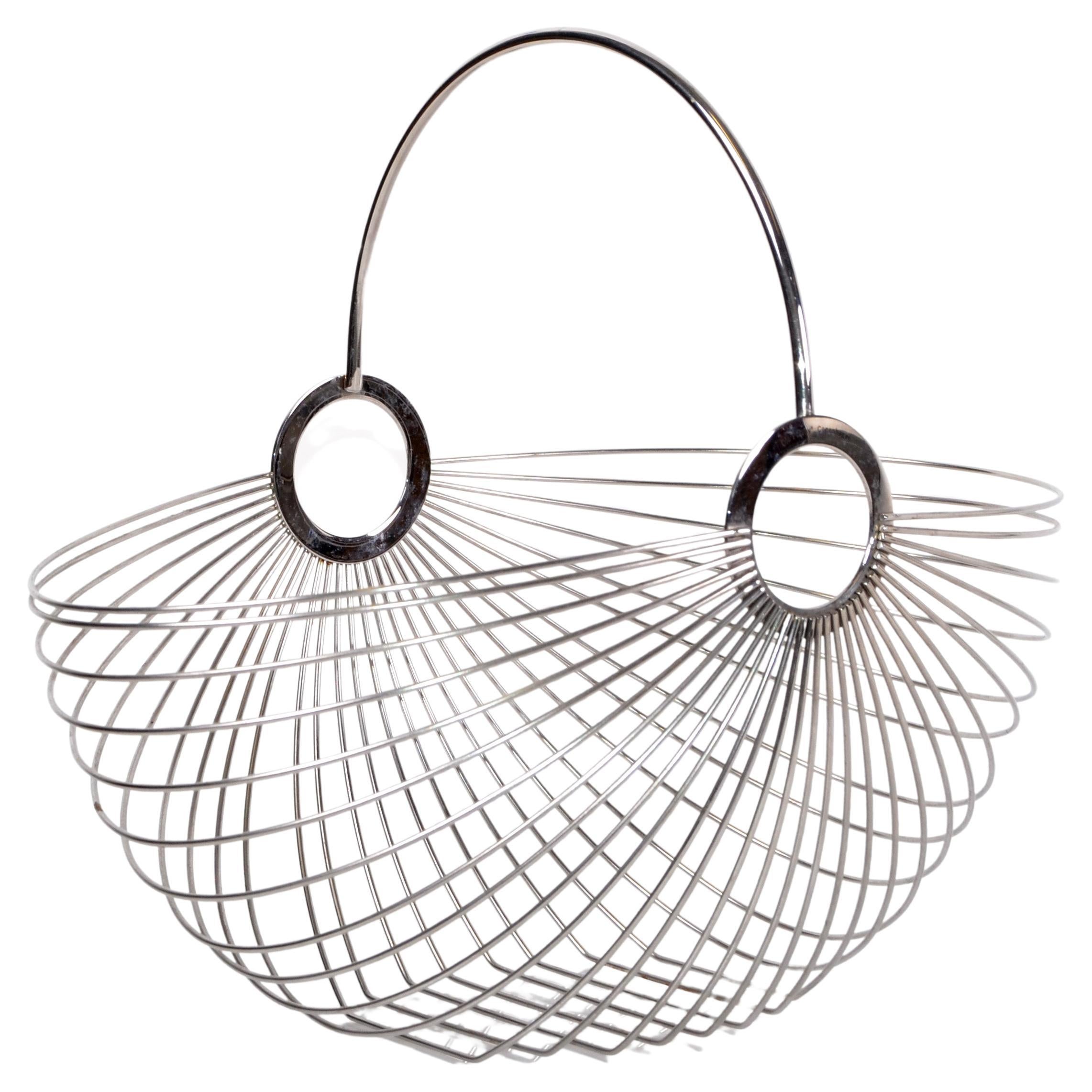 Ole Palsby Scandinavian Modern Decorative Stainless-Steel Basket Copenhagen For Sale