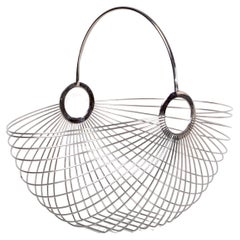 Vintage Ole Palsby Scandinavian Modern Decorative Stainless-Steel Basket Copenhagen