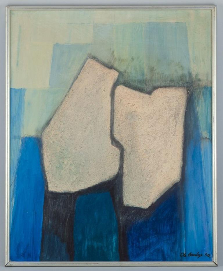 Ole Saabye, Danish artist. Oil on panel. 
Abstract composition.
Signed and dated 1990.
In perfect condition.
Dimensions: 64.0 cm x 79.0 cm.
Total dimensions: 67.0 cm x 82.0 cm.