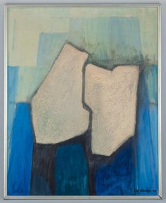 Ole Saabye, Danish artist. Oil on panel. Abstract composition.