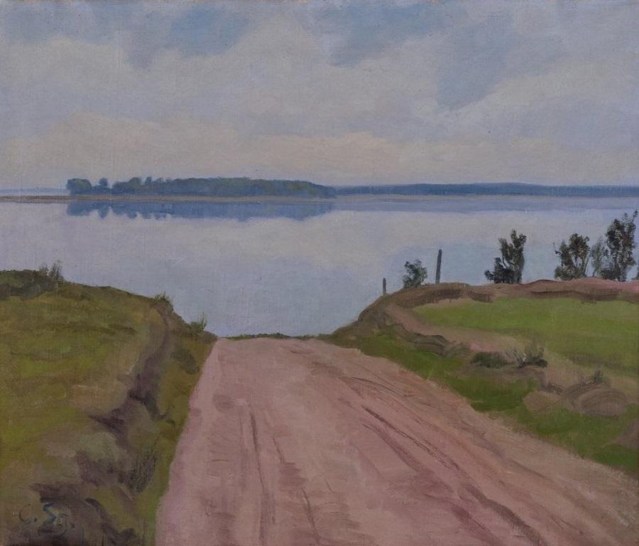 Ole Søndergaard  (1876-1958), listed Danish painter. 
Oil on canvas.
Danish summer landscape with a lake.
Signed and dated 1917.
In excellent condition.
Gilded wooden frame.
Image dimensions: 52.0 cm x 44.0 cm.
Total dimensions: 66.5 cm x 58.0