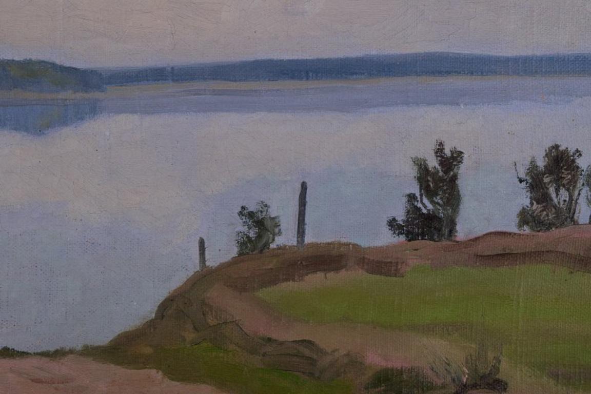 Early 20th Century Ole Søndergaard, listed Danish painter. Oil on canvas. Danish summer landscape. For Sale