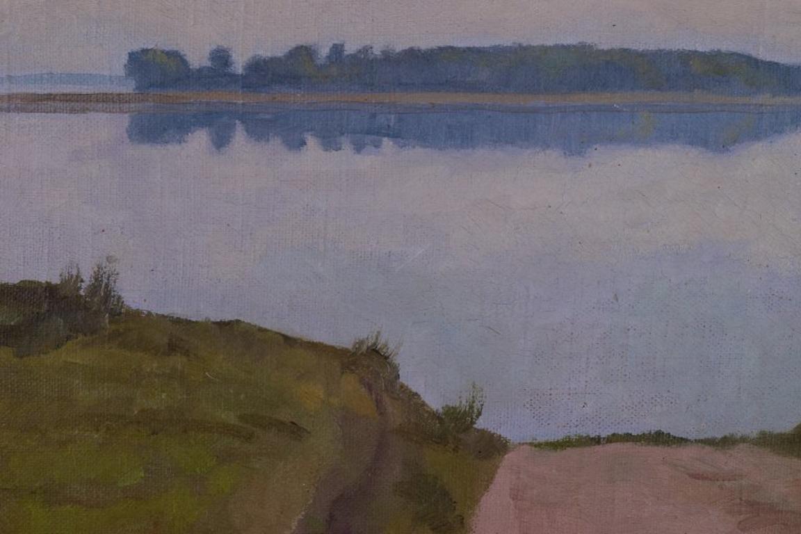 Canvas Ole Søndergaard, listed Danish painter. Oil on canvas. Danish summer landscape. For Sale