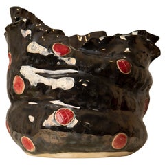 Olé Bronze and Red Mirrored colour Stoneware Vase by Hania Jneid