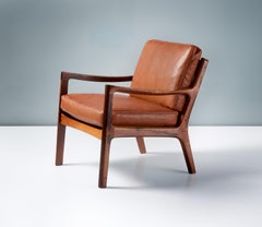 Ole Wanscher 1960s Rosewood Senator Lounge Chair with Leather Cushions