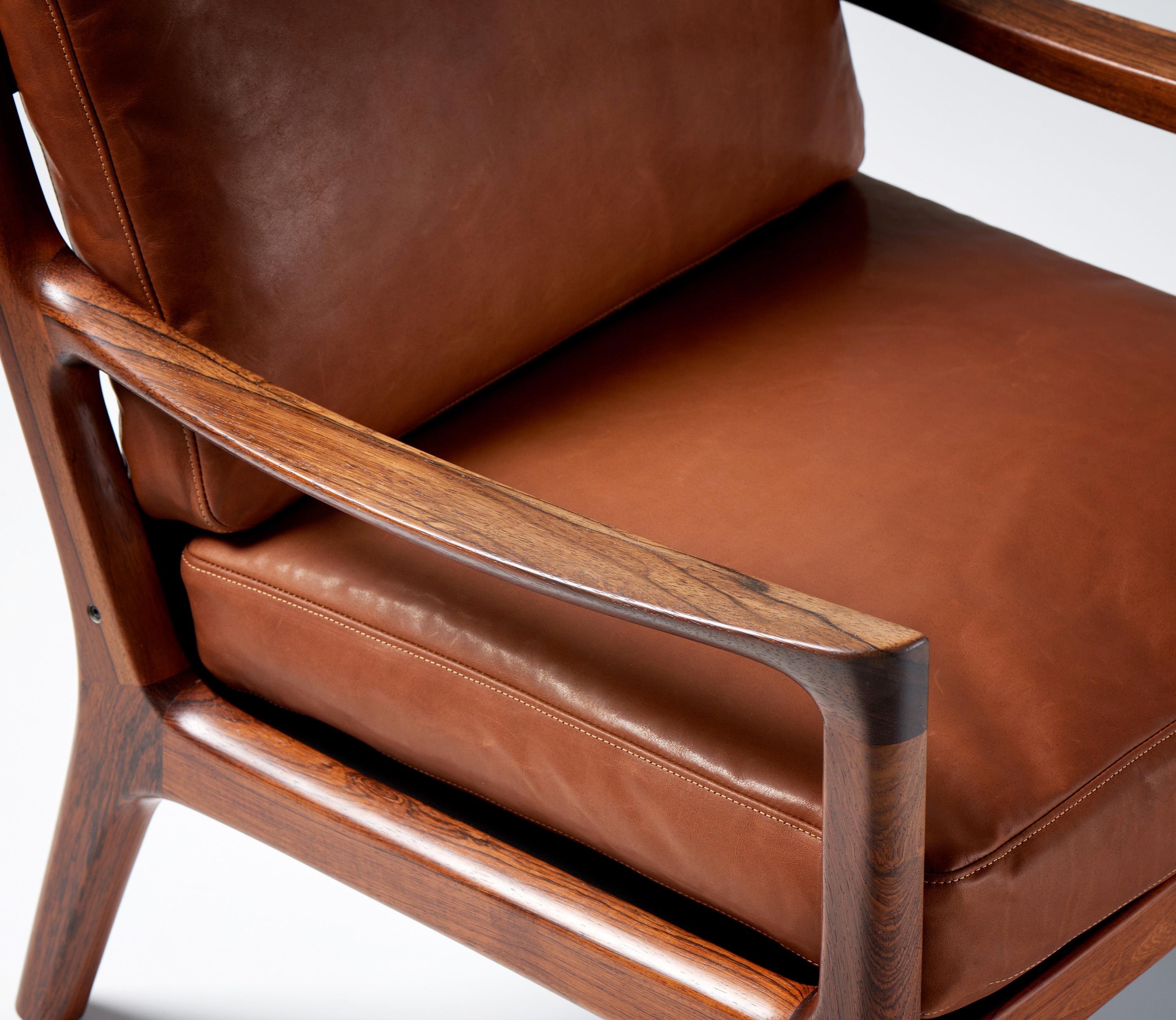 Wool Ole Wanscher 1960s Rosewood Senator Lounge Chair with Leather Cushions For Sale