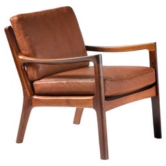 Retro Ole Wanscher 1960s Rosewood Senator Lounge Chair with Leather Cushions