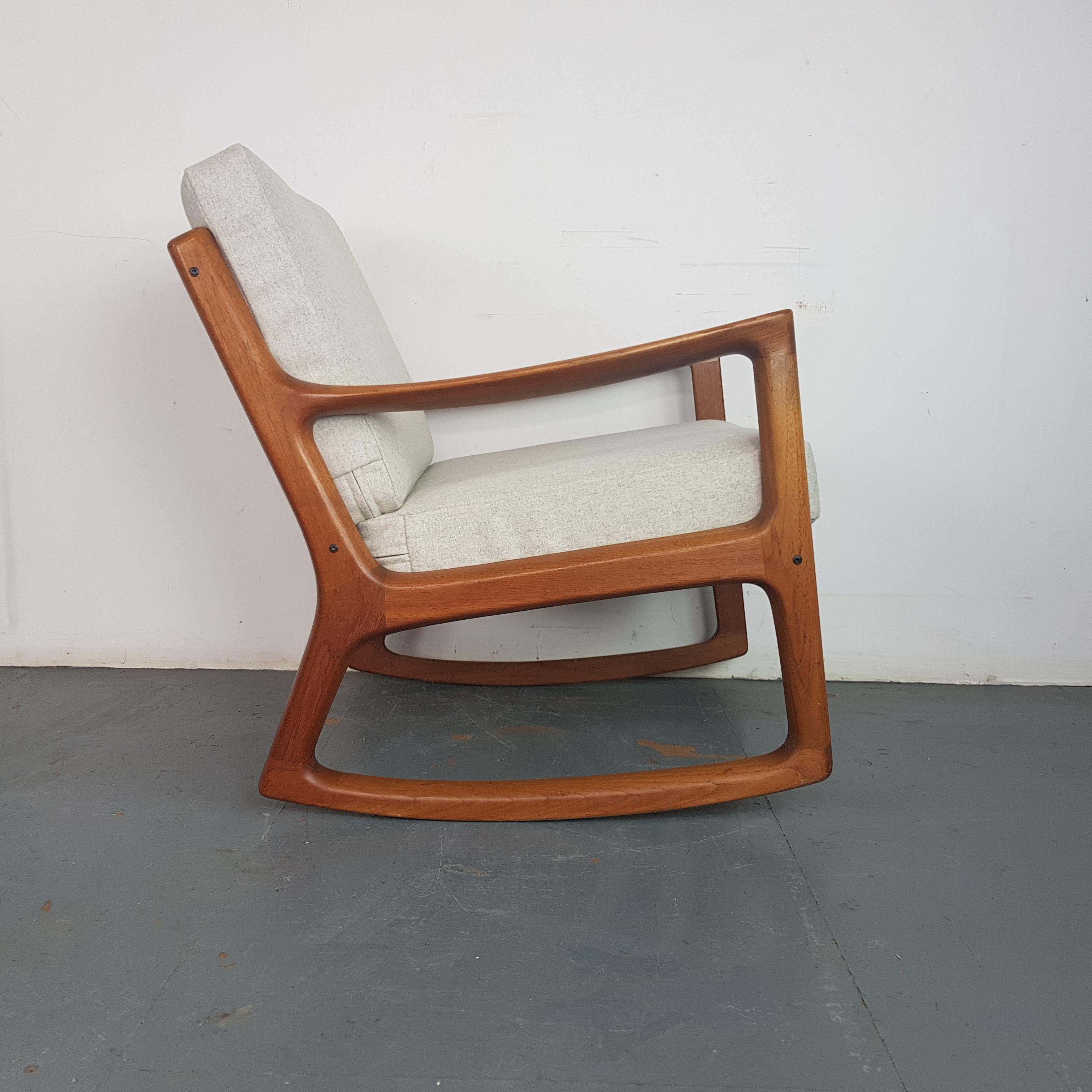 Danish Ole Wanscher, 1960s Teak Rocking Chair Made by France and Son, Denmark