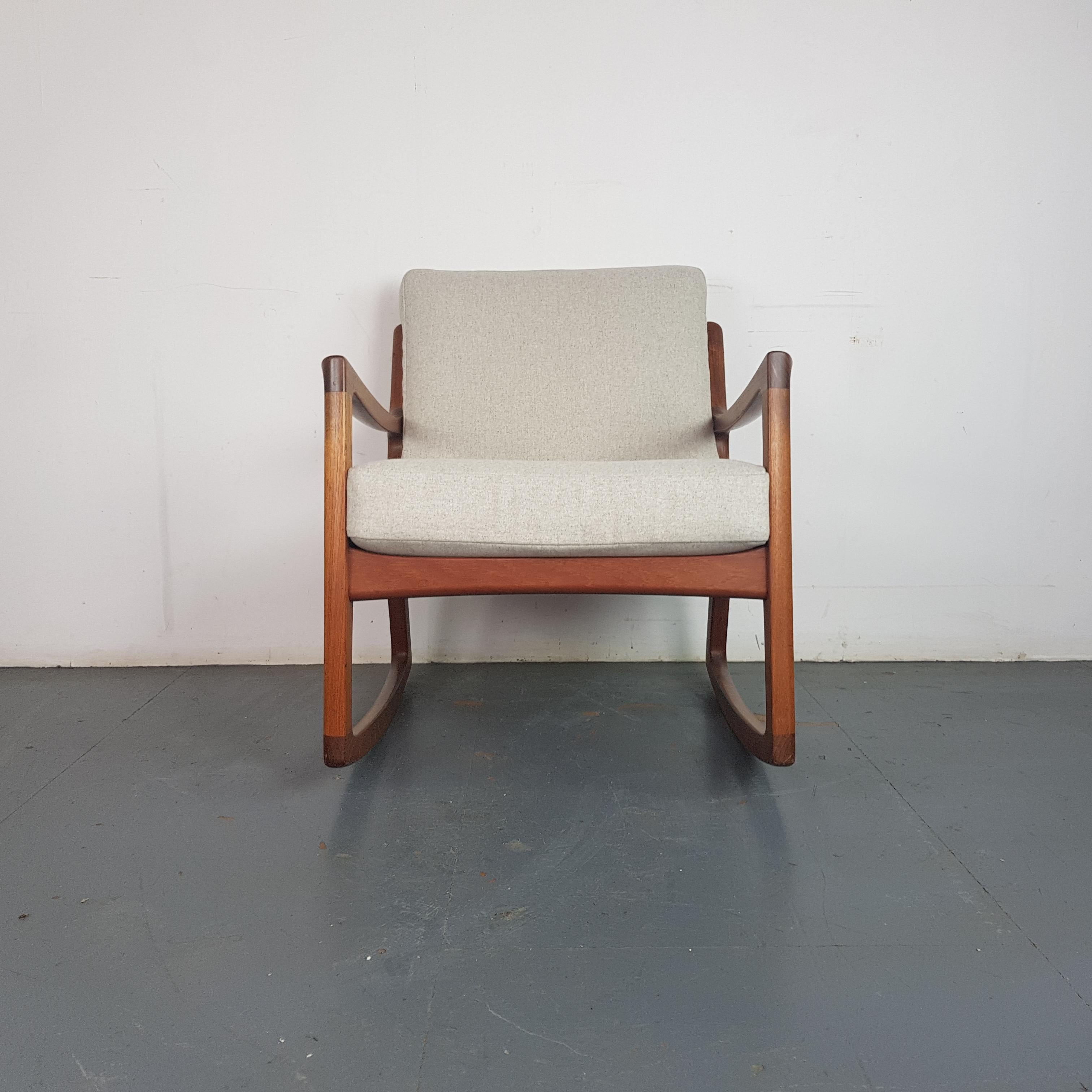 Ole Wanscher, 1960s Teak Rocking Chair Made by France and Son, Denmark 1