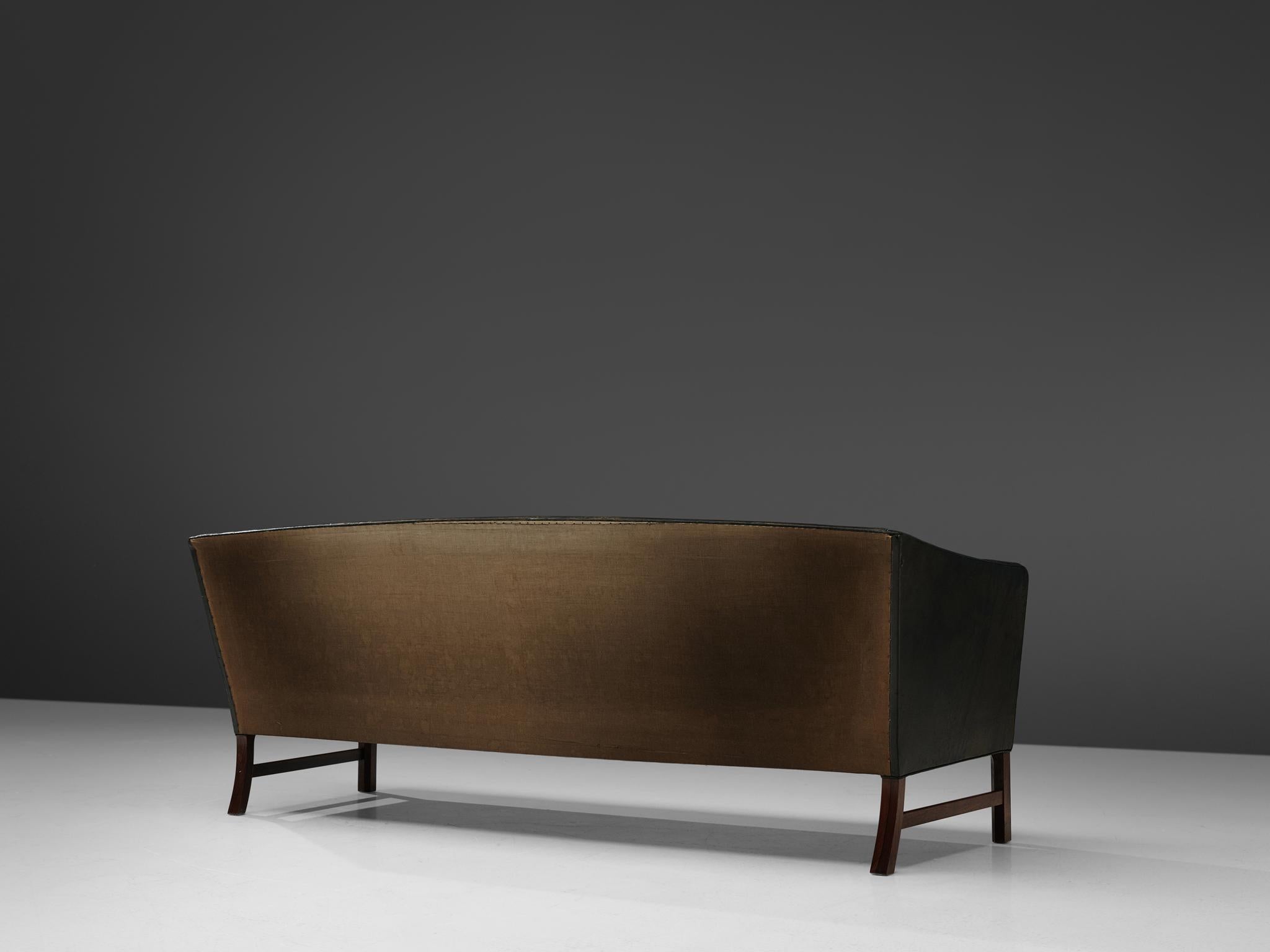 Ole Wanscher '603' Sofa in Black Leather, 1960s In Good Condition In Waalwijk, NL