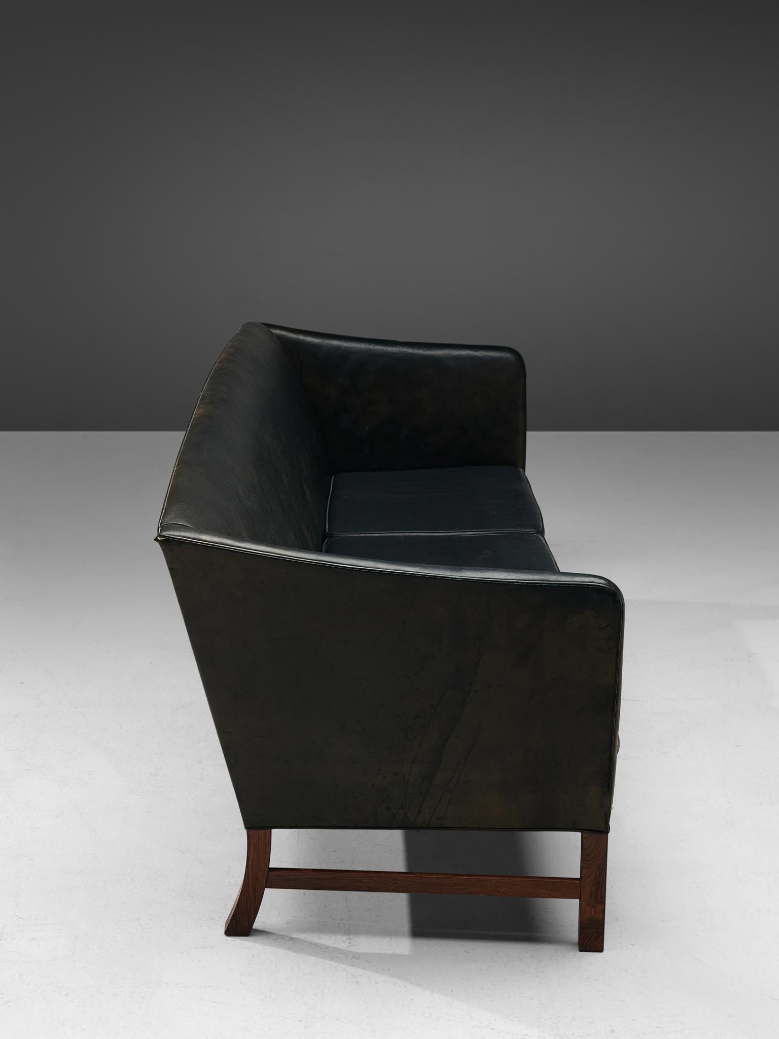 Mid-20th Century Ole Wanscher '603' Sofa in Black Leather, 1960s