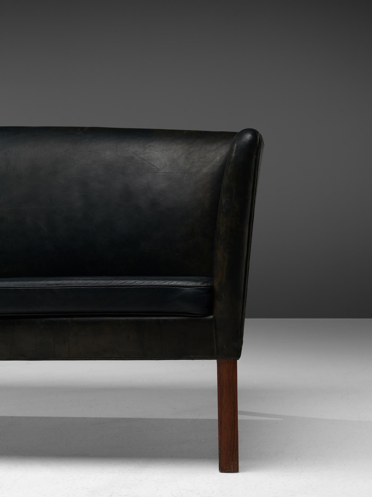 Ole Wanscher '603' Sofa in Black Leather, 1960s 1