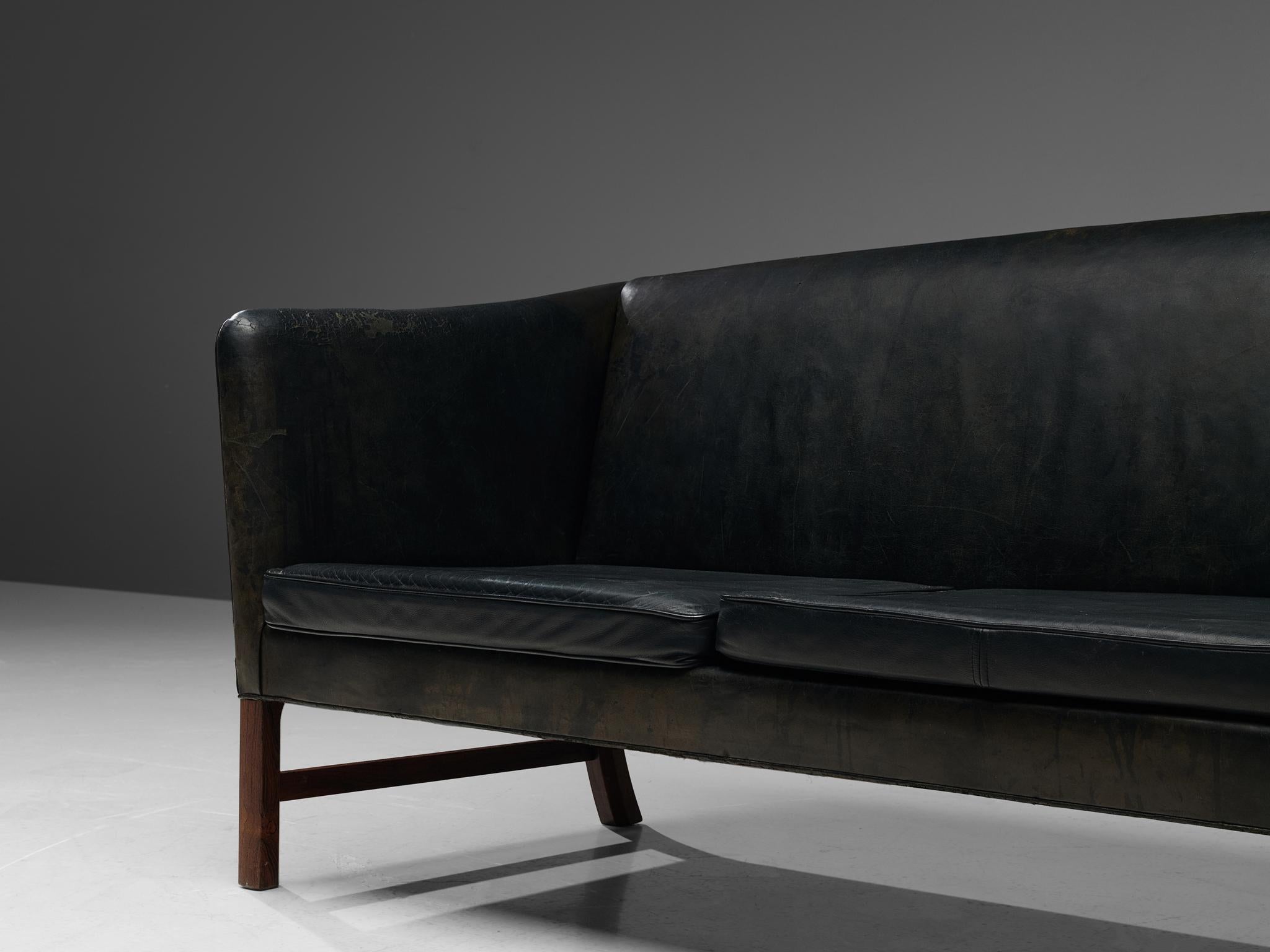 Ole Wanscher '603' Sofa in Black Leather, 1960s 2