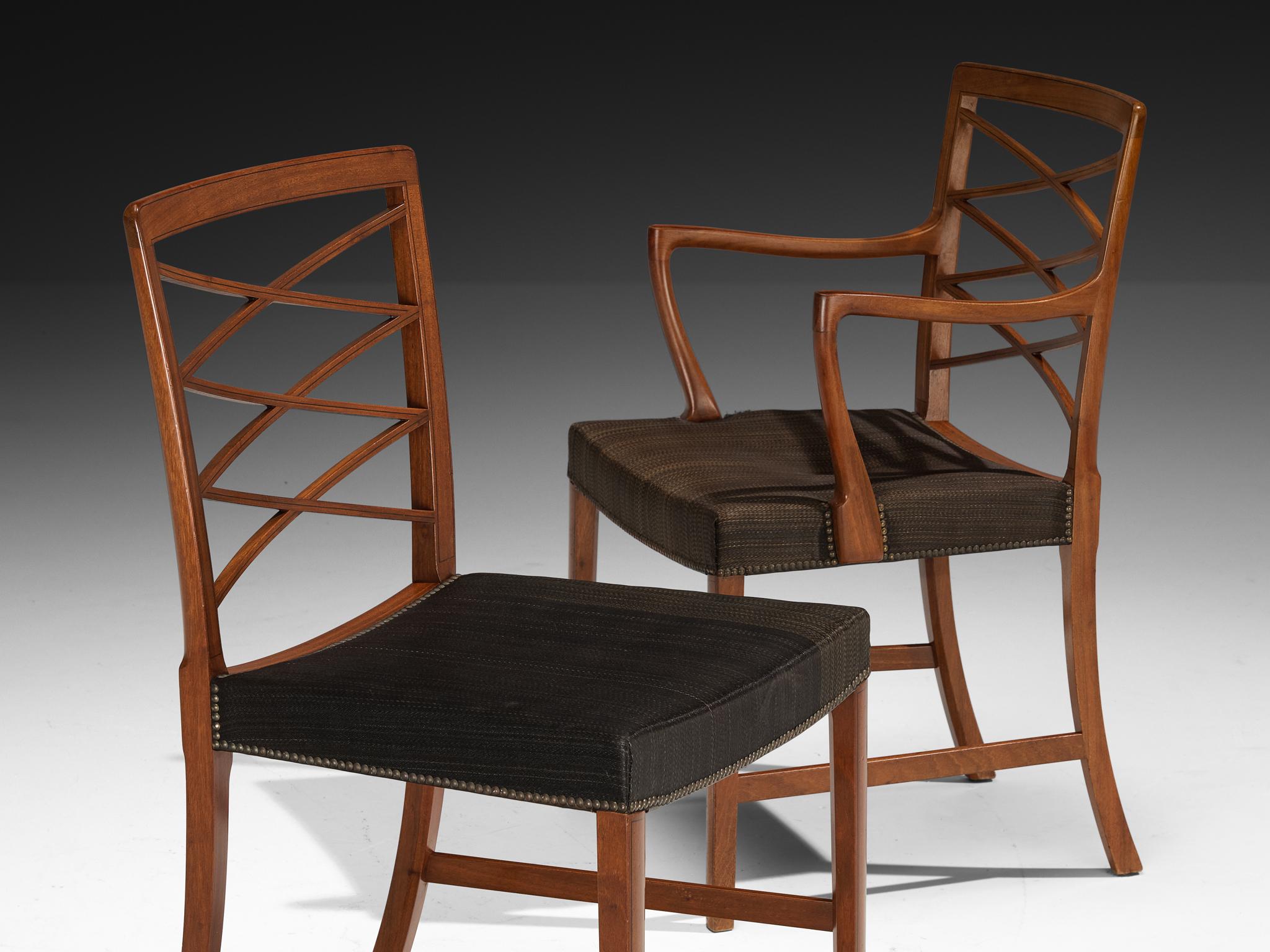 Art Deco Ole Wanscher and A. J. Iversen Set of Dining Chairs in Mahogany For Sale