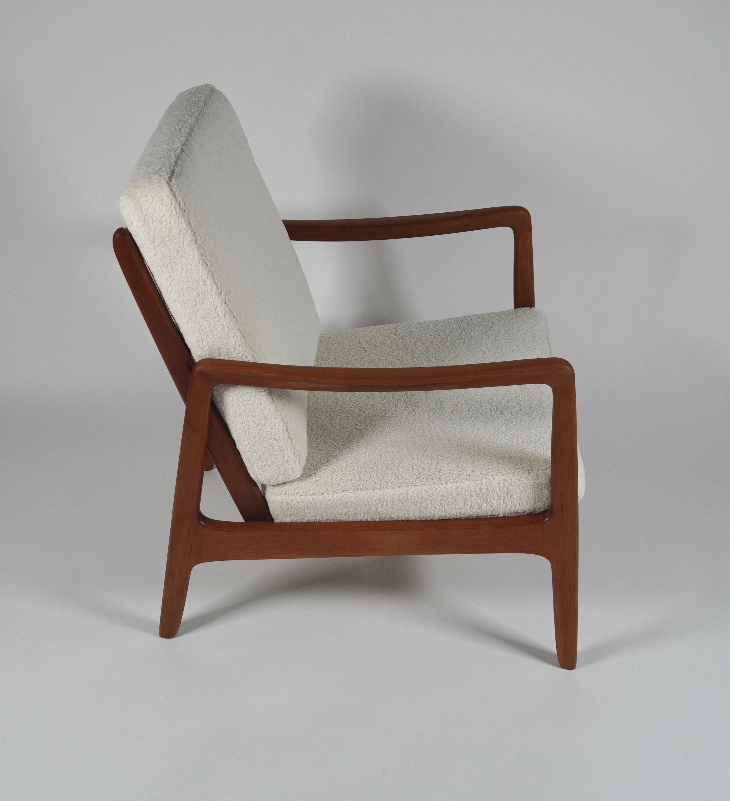 Scandinavian Modern Ole Wanscher Armchair Imported by John Stuart Inc. W/ Knoll Fabric