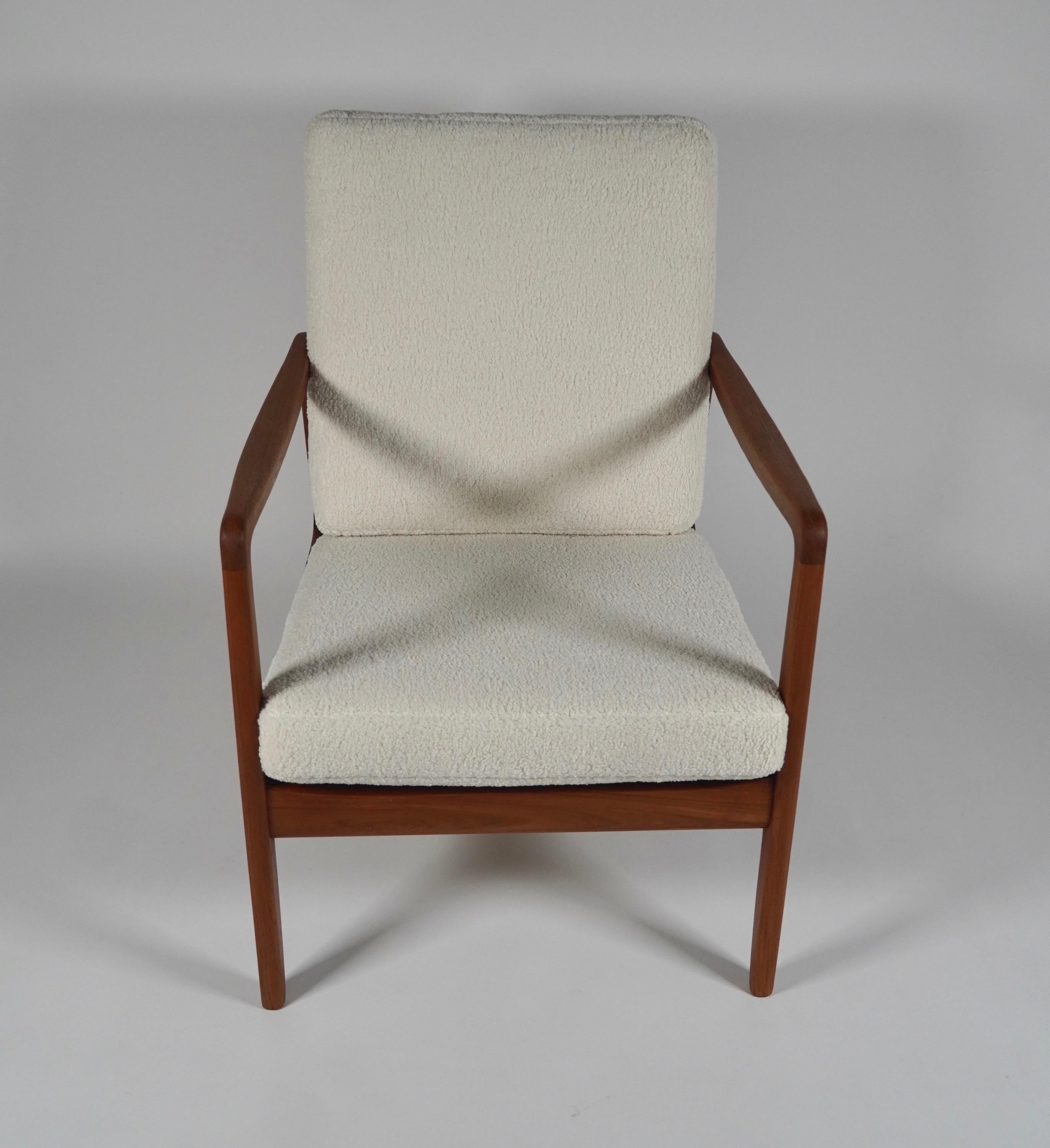 Hand-Crafted Ole Wanscher Armchair Imported by John Stuart Inc. W/ Knoll Fabric