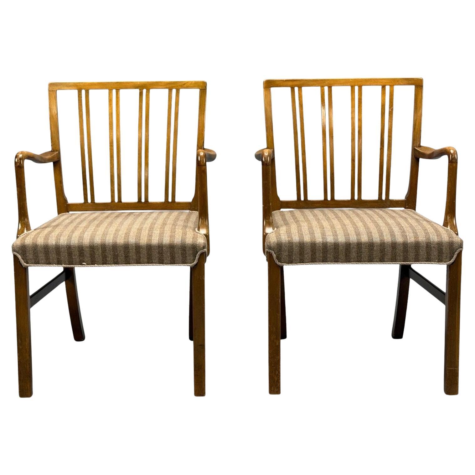 Ole Wanscher, Armchairs, Beech, Fabric, Denmark, 1940s For Sale