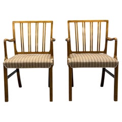 Vintage Ole Wanscher, Armchairs, Beech, Fabric, Denmark, 1940s