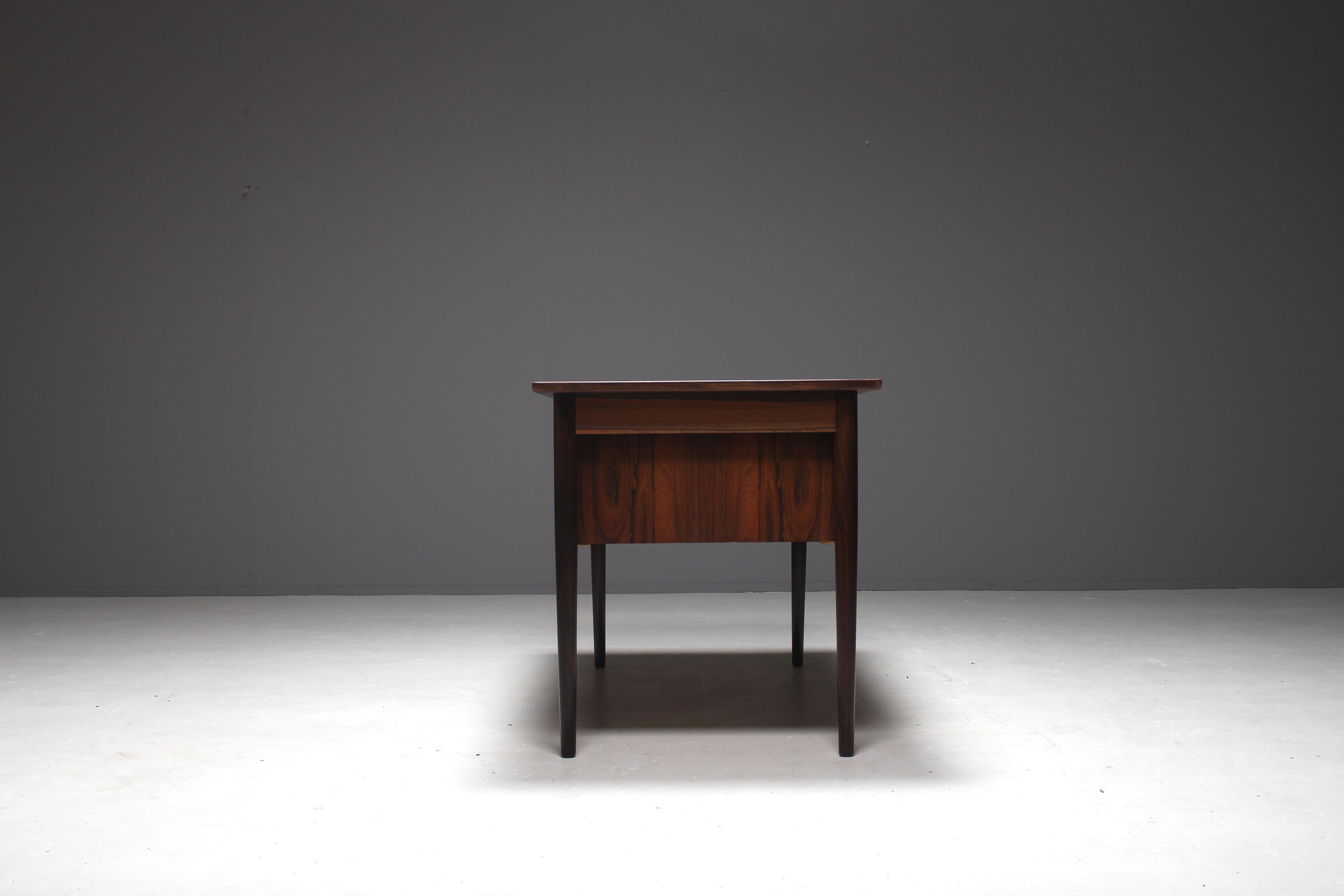 Ole Wanscher Attributed Rosewood and Brass Desk, Denmark, 1960s For Sale 4