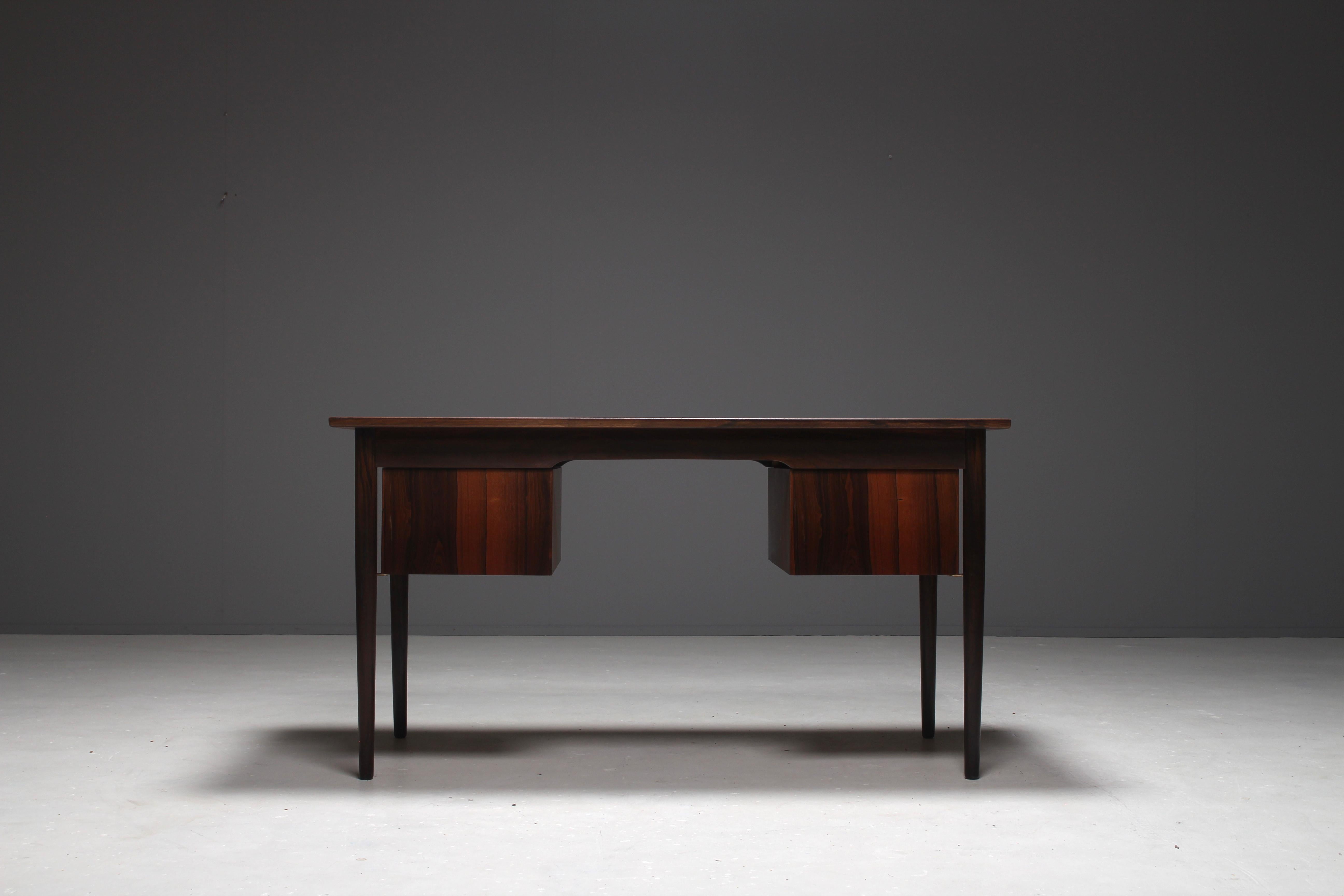 Ole Wanscher Attributed Rosewood and Brass Writing Desk, Denmark, 1960s For Sale 3