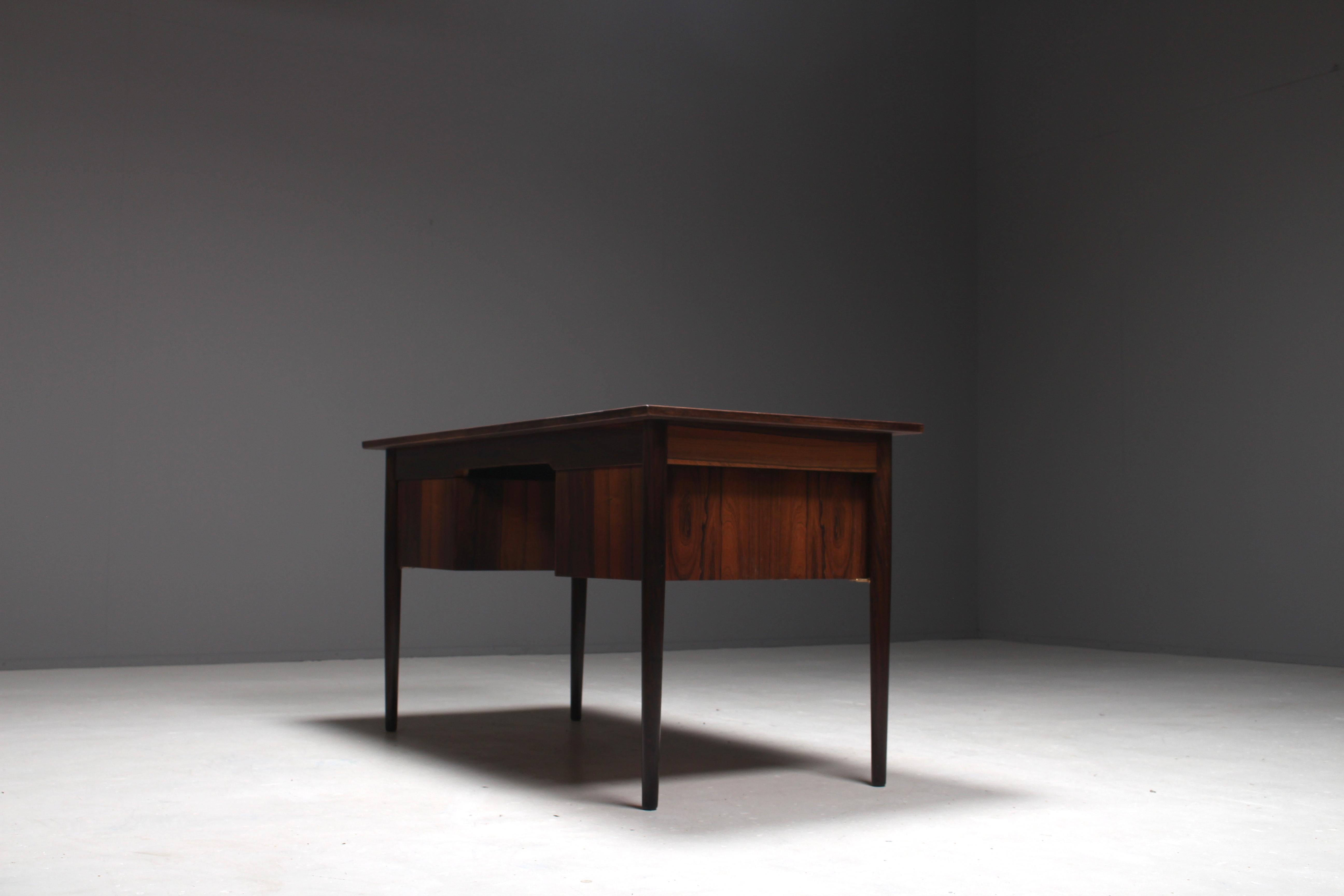 Ole Wanscher Attributed Rosewood and Brass Desk, Denmark, 1960s For Sale 5