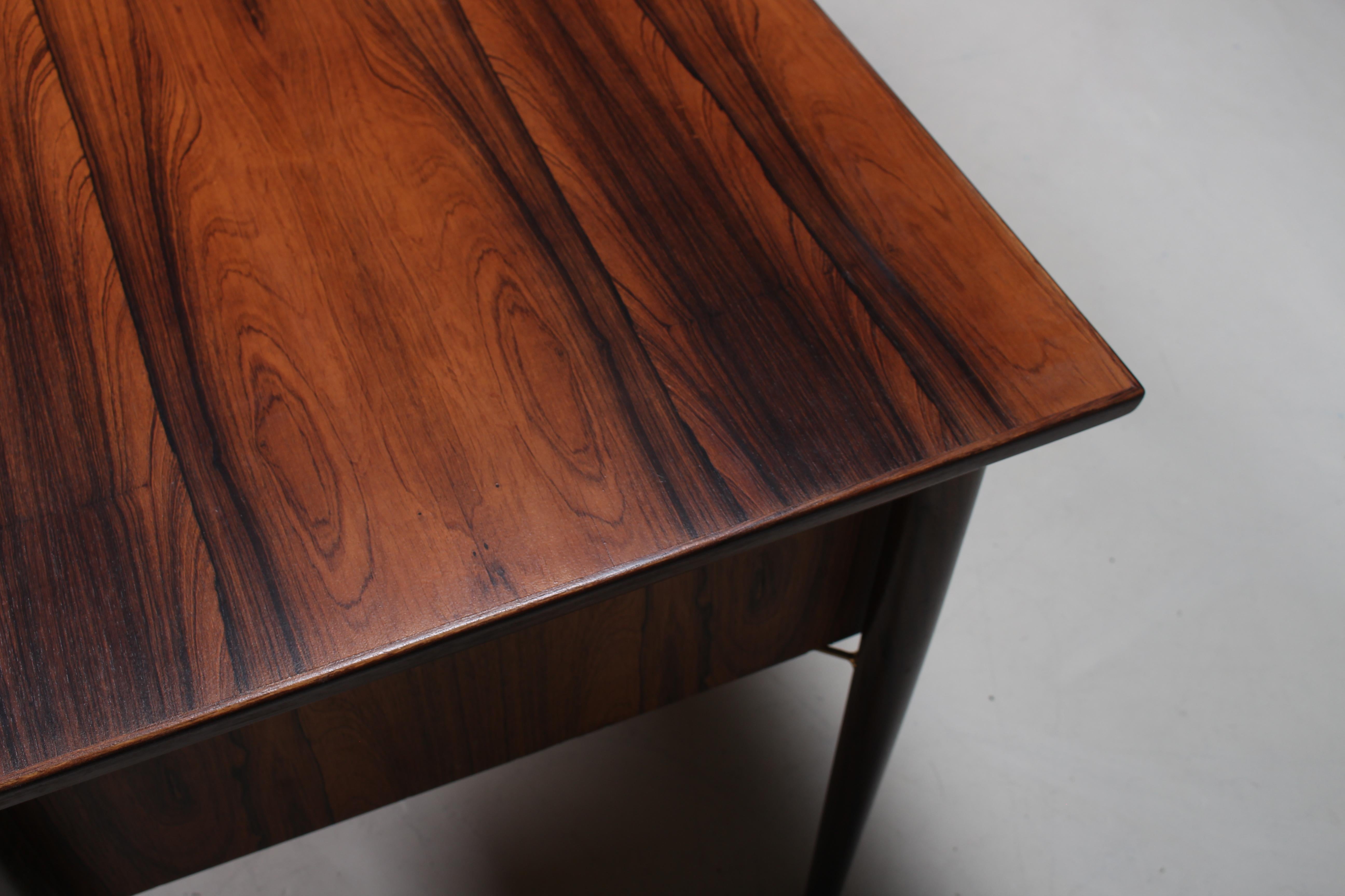 Ole Wanscher Attributed Rosewood and Brass Desk, Denmark, 1960s For Sale 7