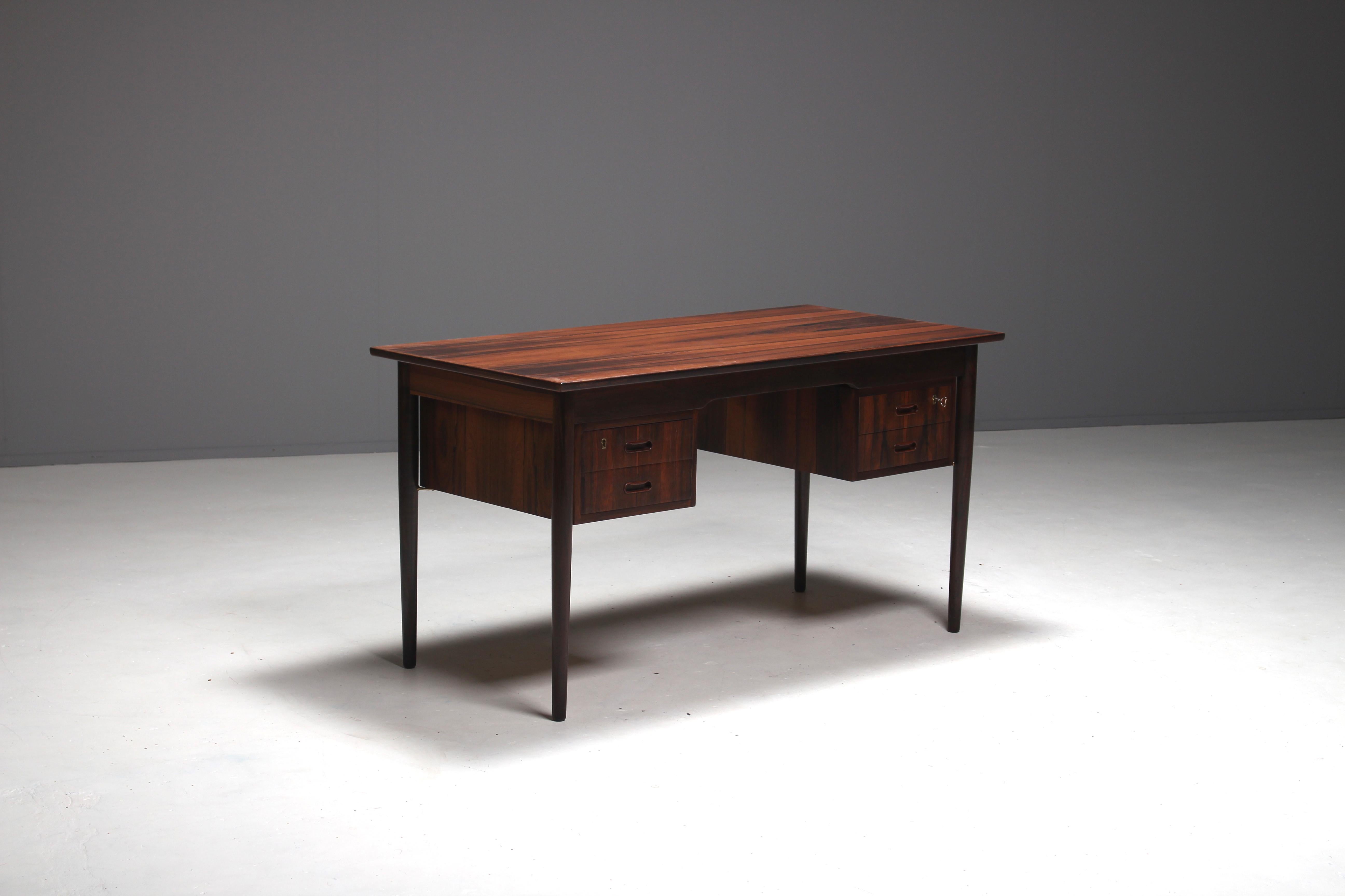 Ole Wanscher Attributed Rosewood and Brass Writing Desk, Denmark, 1960s For Sale 6