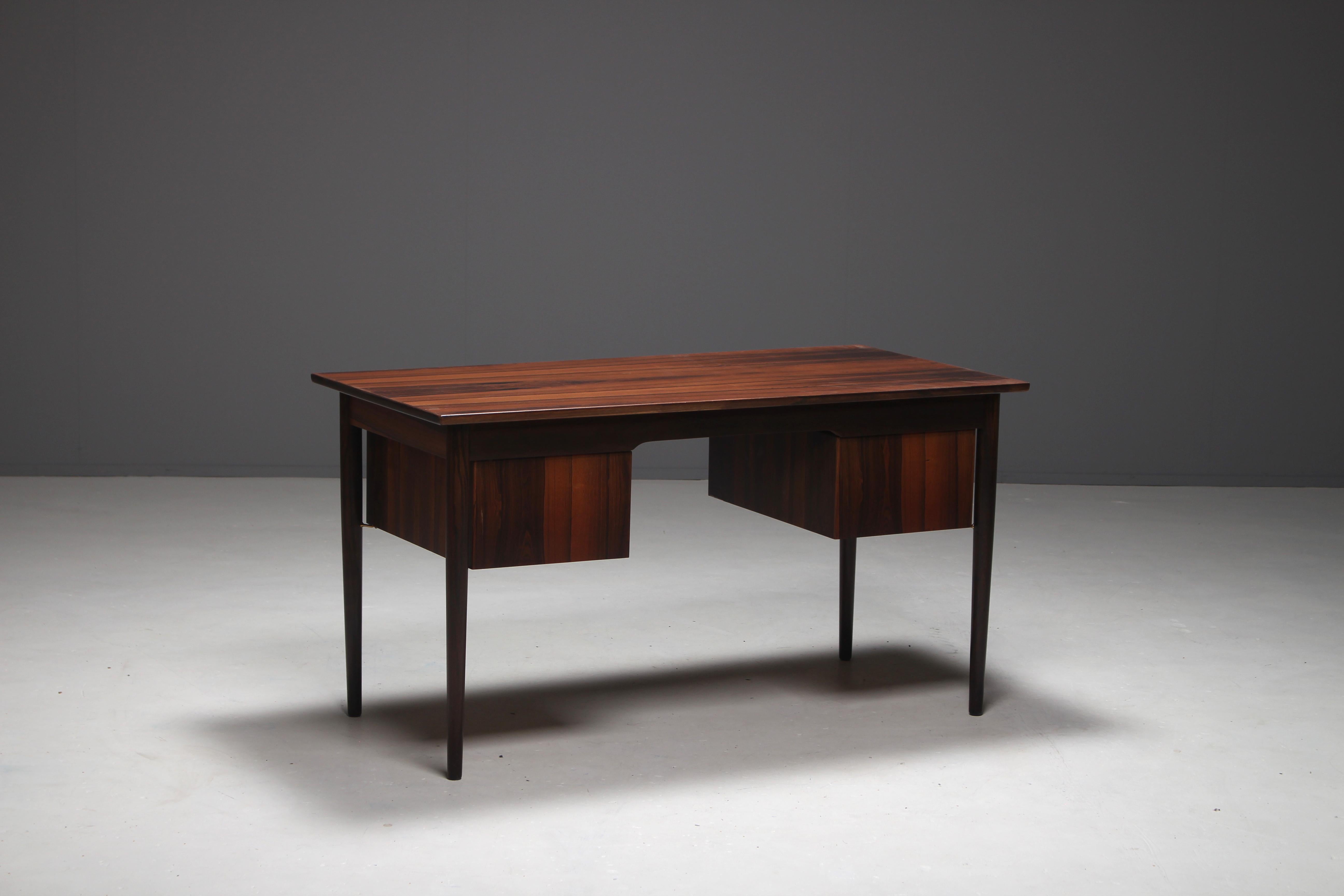 Ole Wanscher Attributed Rosewood and Brass Desk, Denmark, 1960s For Sale 8