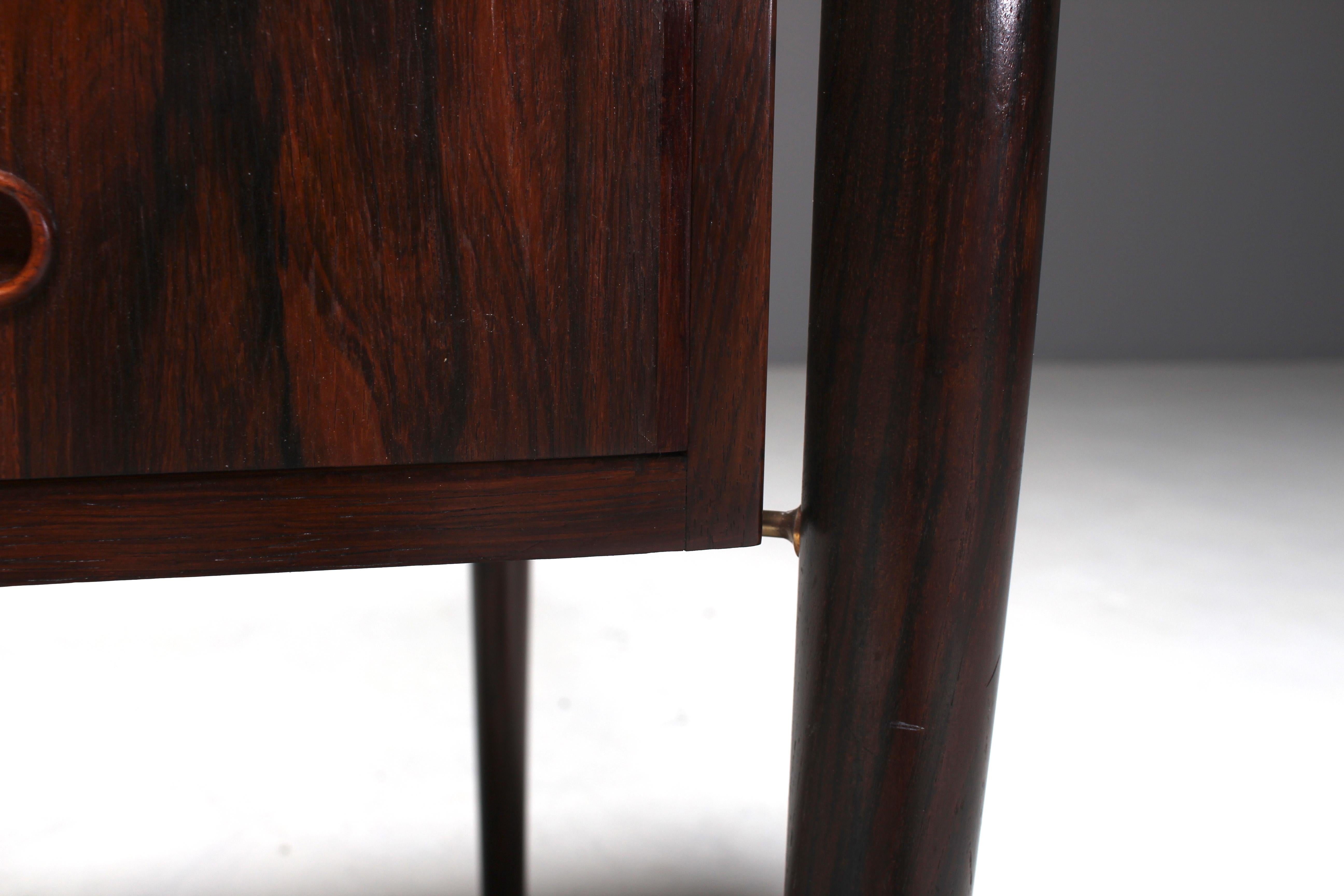 Ole Wanscher Attributed Rosewood and Brass Desk, Denmark, 1960s For Sale 2