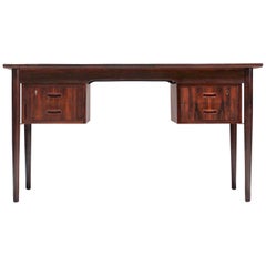Ole Wanscher Attributed Rosewood and Brass Writing Desk, Denmark, 1960s