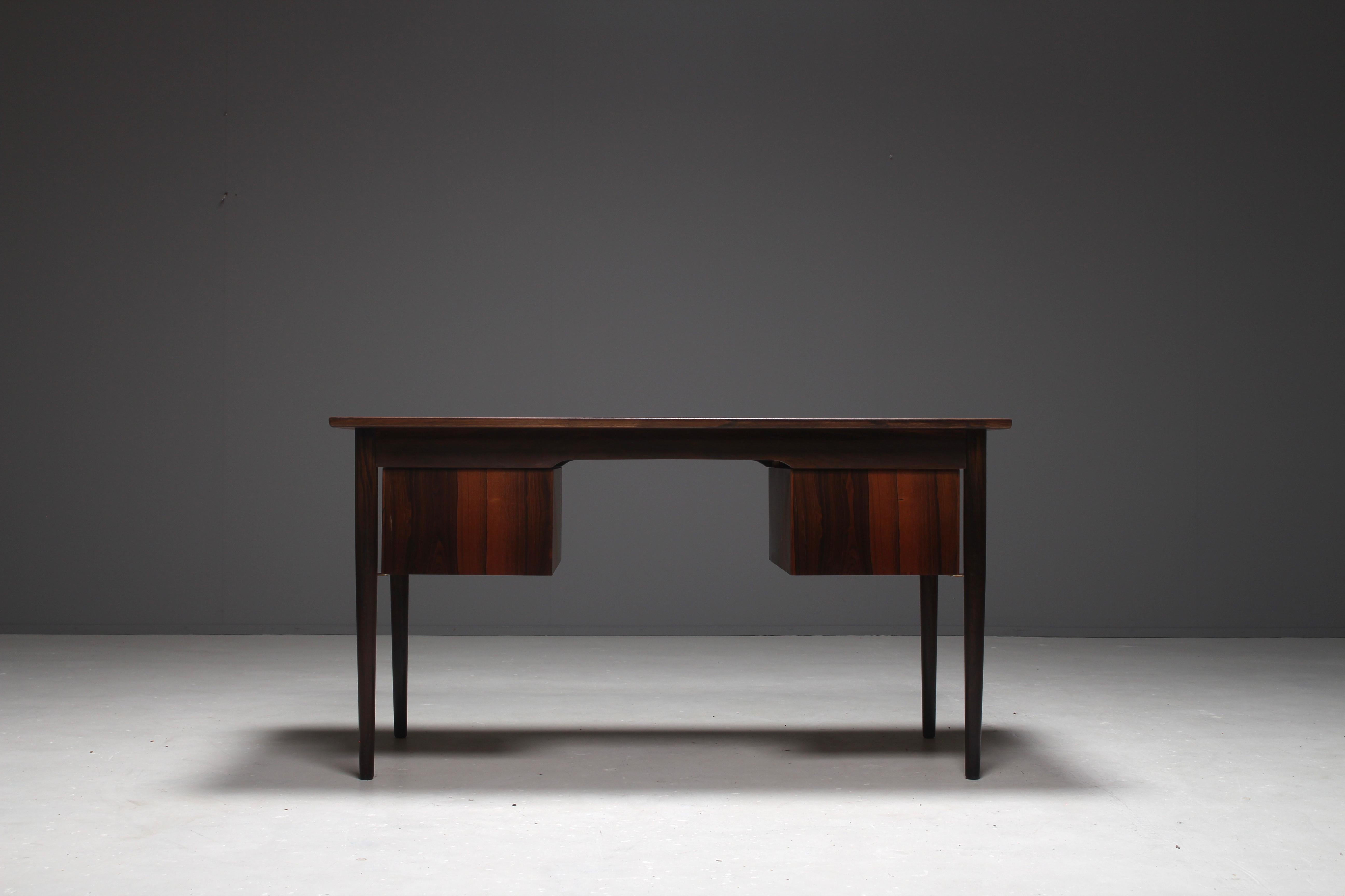 Ole Wanscher Attributed Rosewood and Brass Writing Desk, Denmark, 1960s For Sale 5